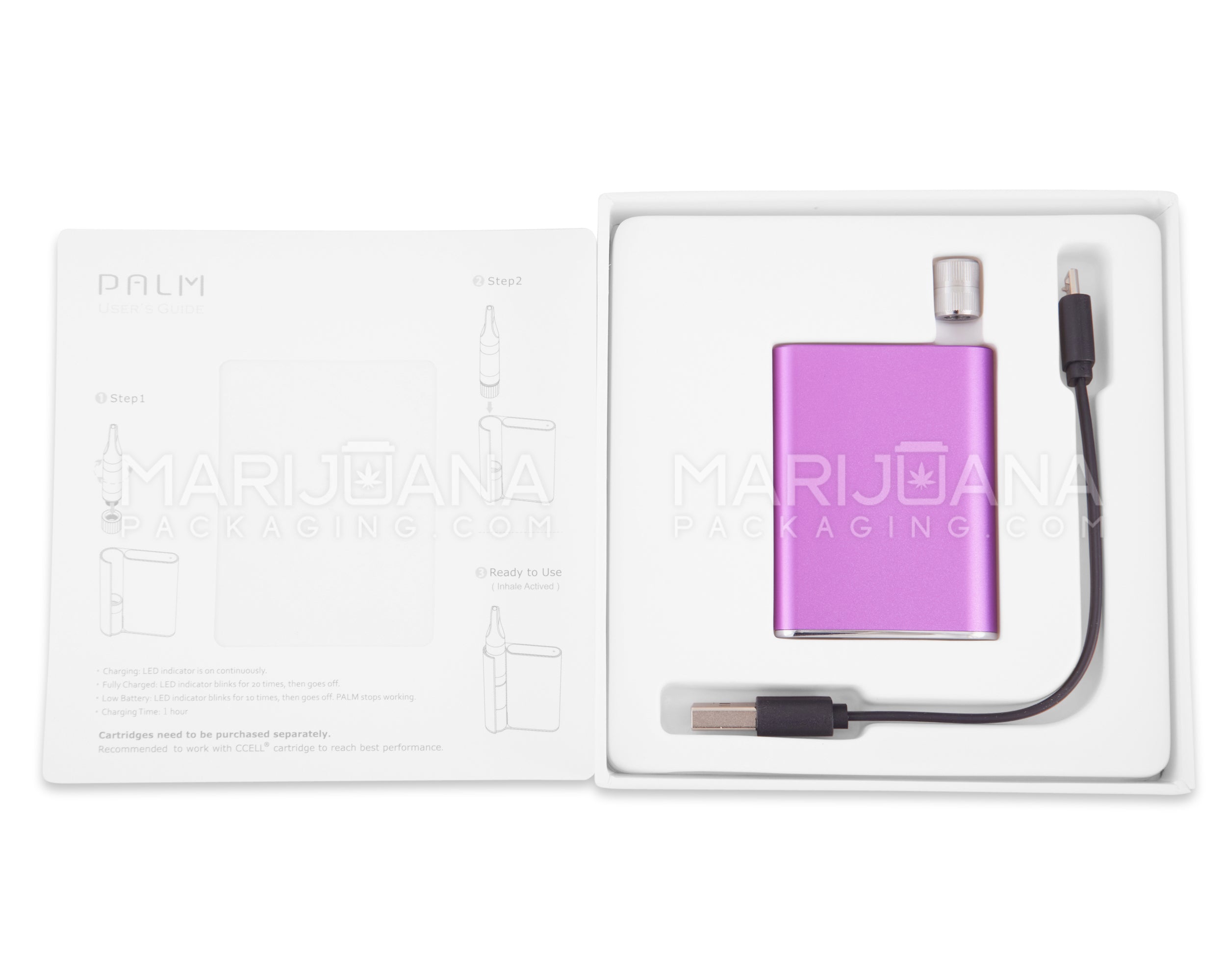 CCELL | Palm Vape Battery with USB Charger | 500mAh - Purple - 510 Thread - 10