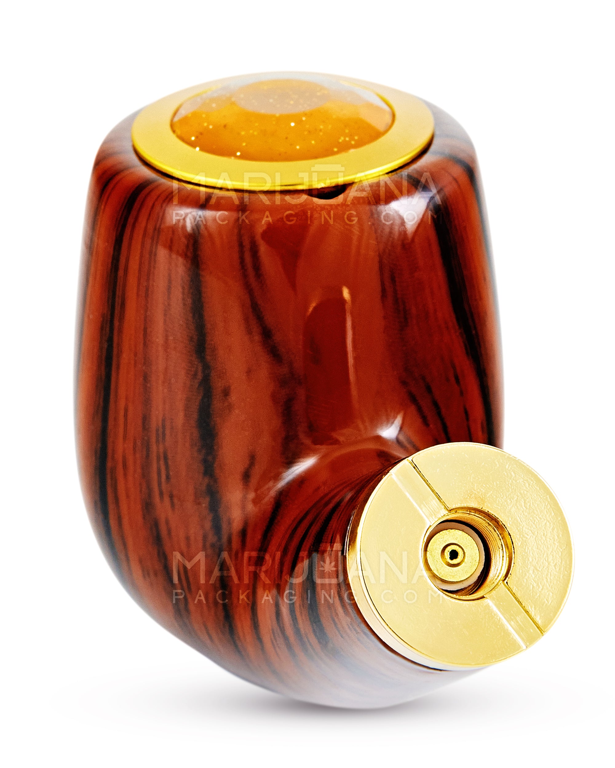 "Old Man's Pipe" Shaped Jumbo Vape Cartridge Battery w/ Honeycomb Light | 650mah - Mahogany Wood - 510 Thread - 3