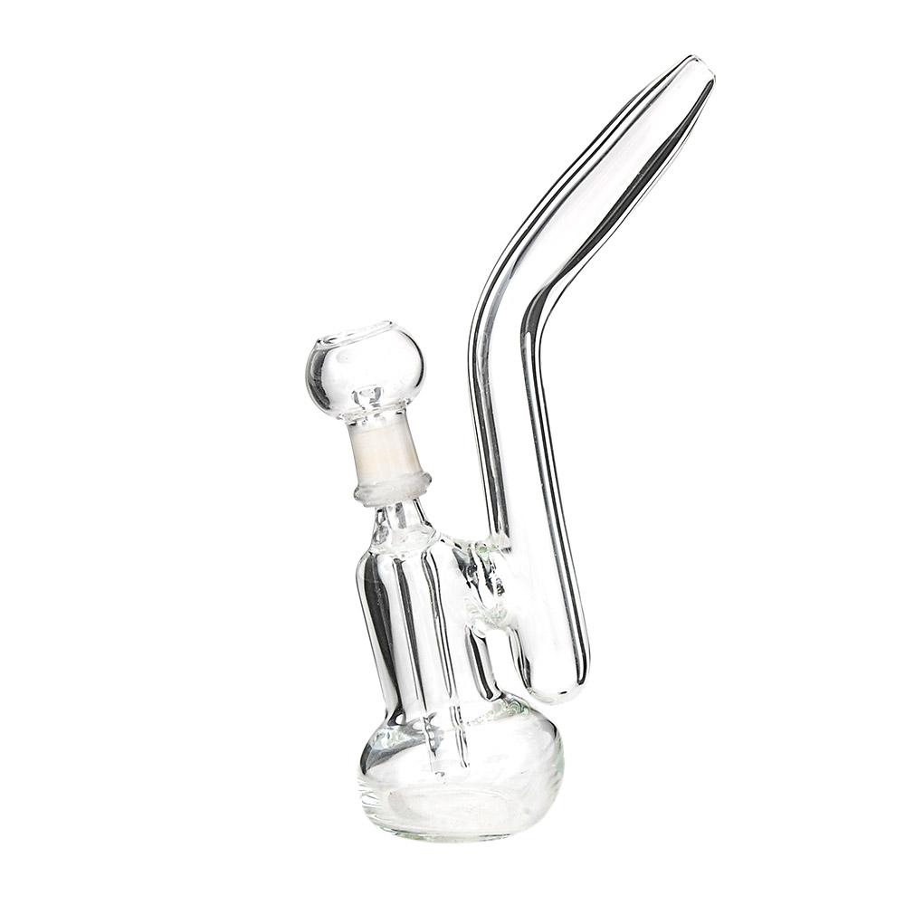 Bent Neck Glass Dab Rig | 5in Tall - 14mm Dome & Nail - Clear - 1