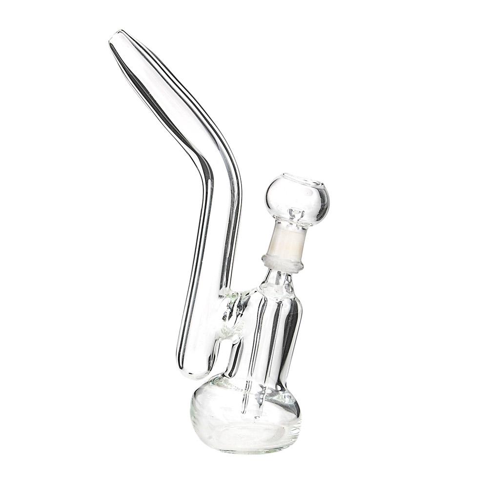 Bent Neck Glass Dab Rig | 5in Tall - 14mm Dome & Nail - Clear - 3