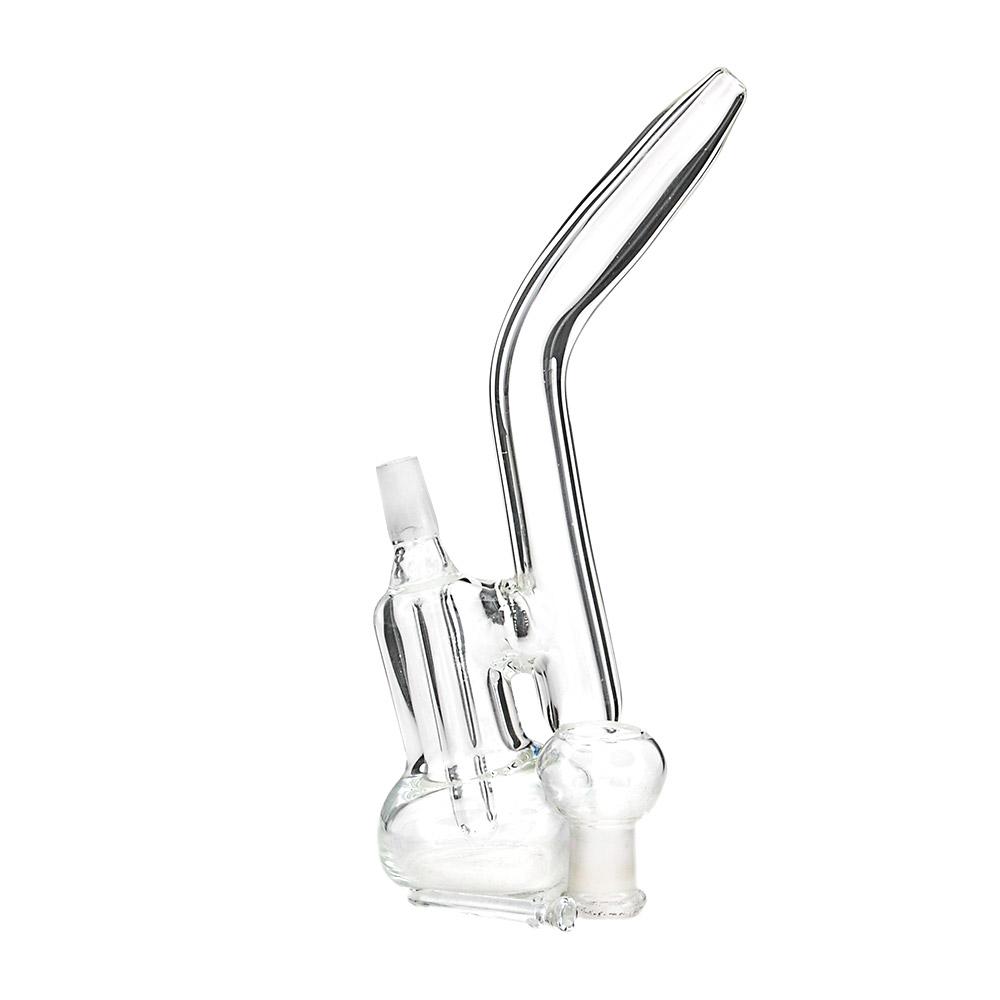Bent Neck Glass Dab Rig | 5in Tall - 14mm Dome & Nail - Clear - 4