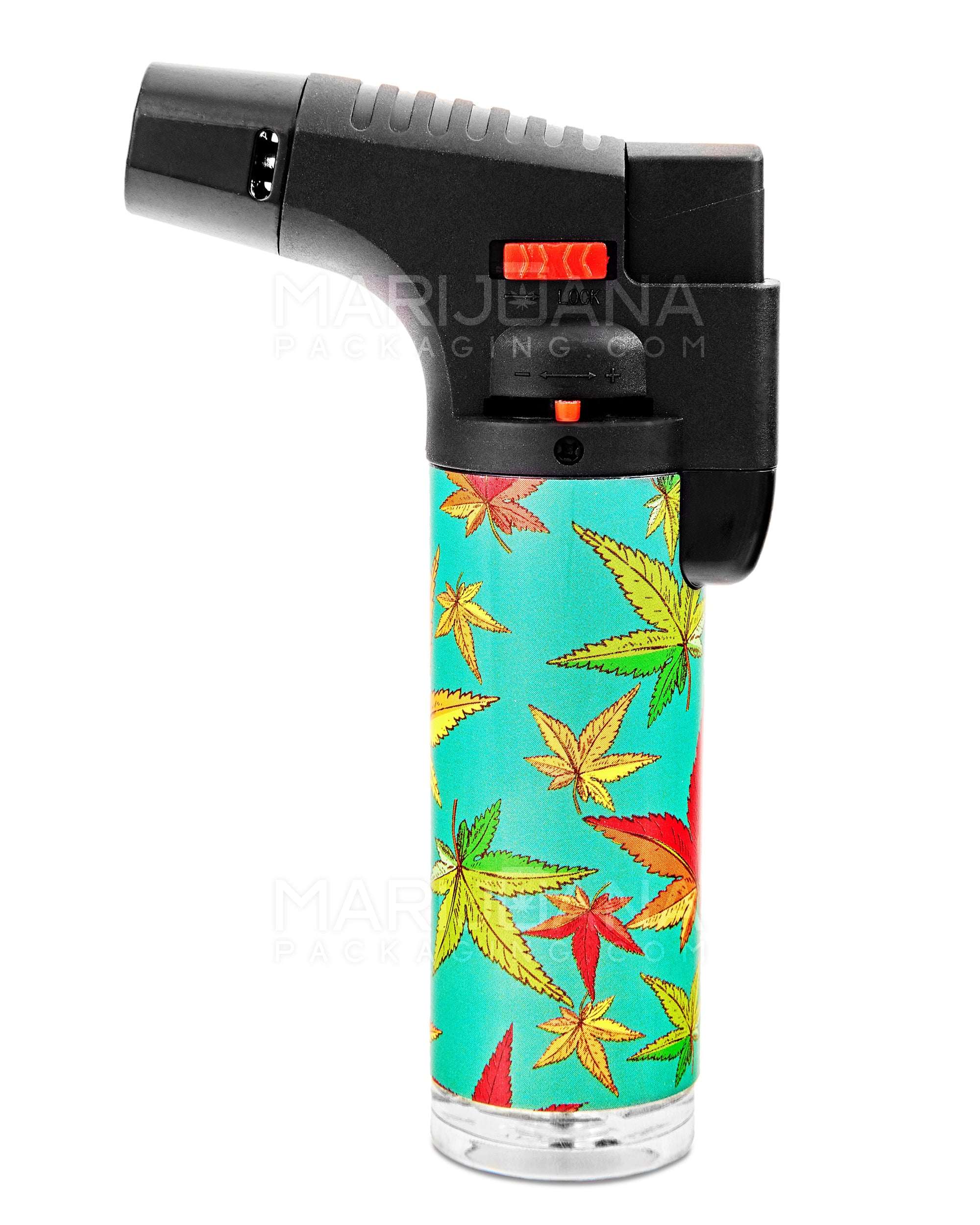 Leaf Design Plastic Torch w/ Safety Lock | 4.5in Tall - Butane - Assorted - 14