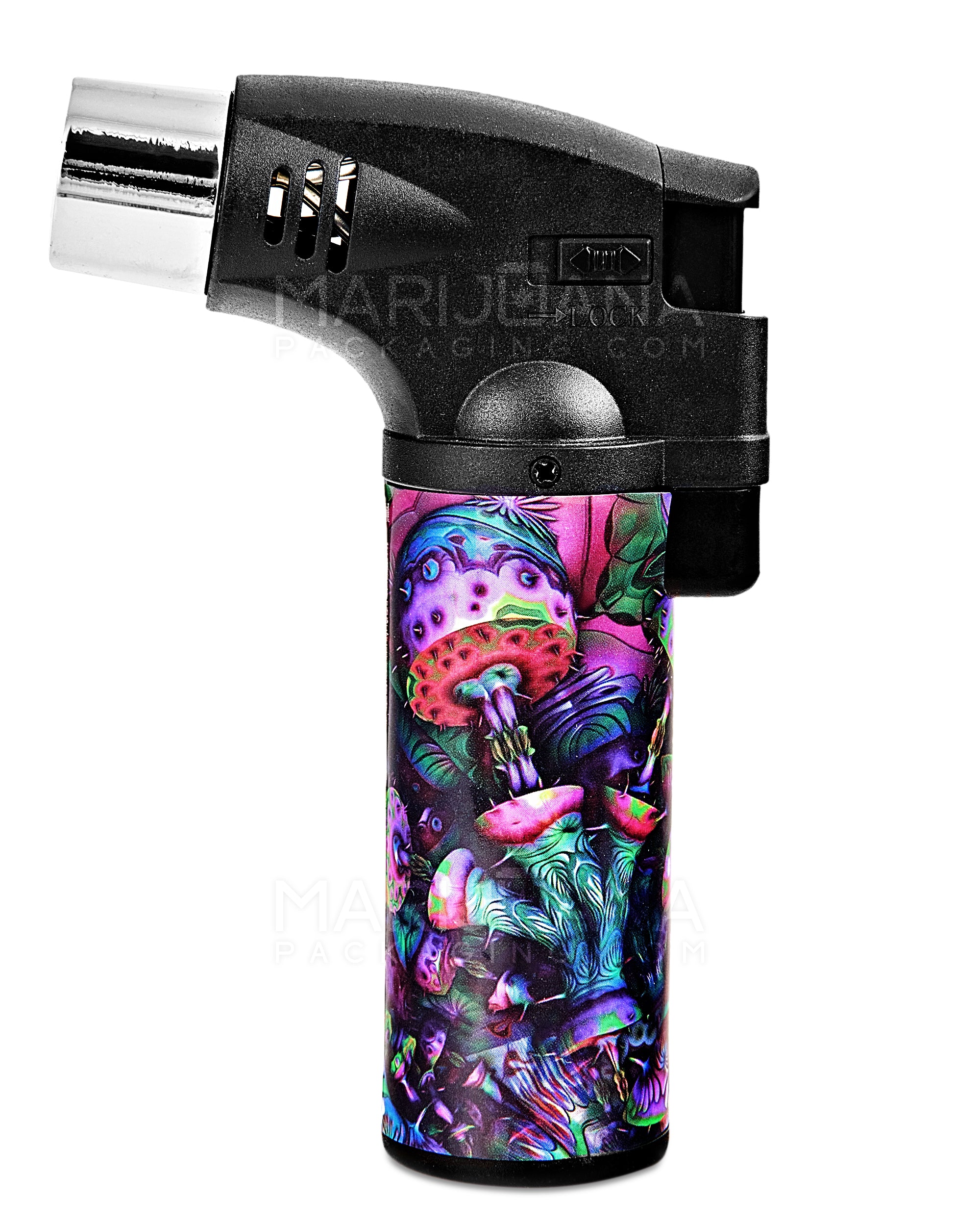 Psychedelic Design Plastic Torch w/ Safety Lock | 4.5in Tall - Butane - Assorted - 1