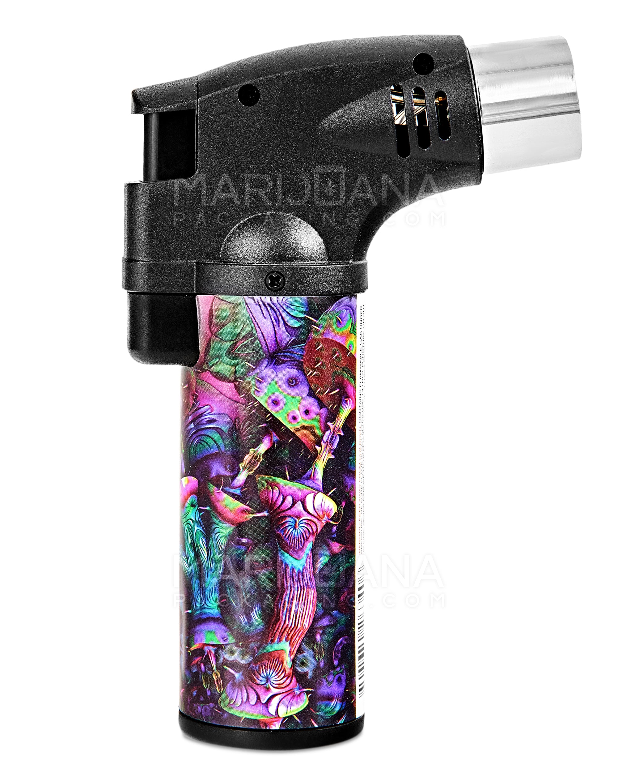 Psychedelic Design Plastic Torch w/ Safety Lock | 4.5in Tall - Butane - Assorted - 4