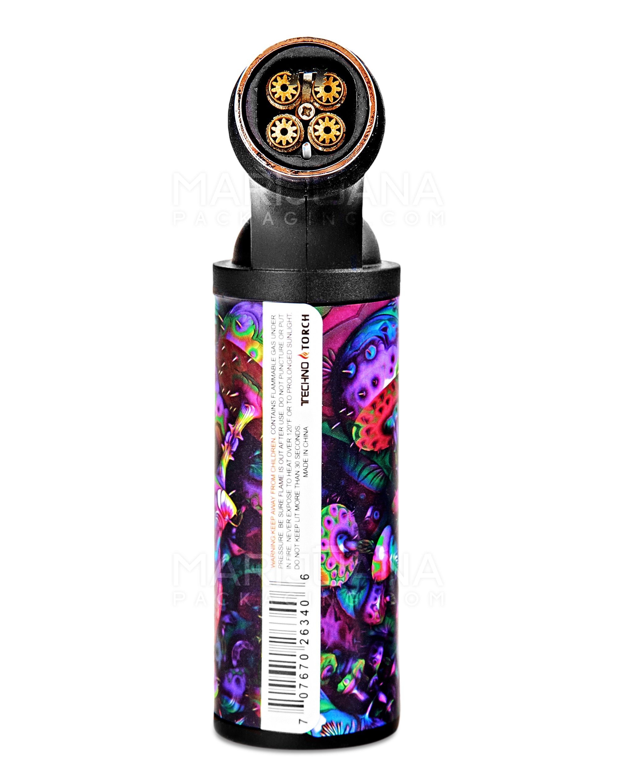 Psychedelic Design Plastic Torch w/ Safety Lock | 4.5in Tall - Butane - Assorted - 3