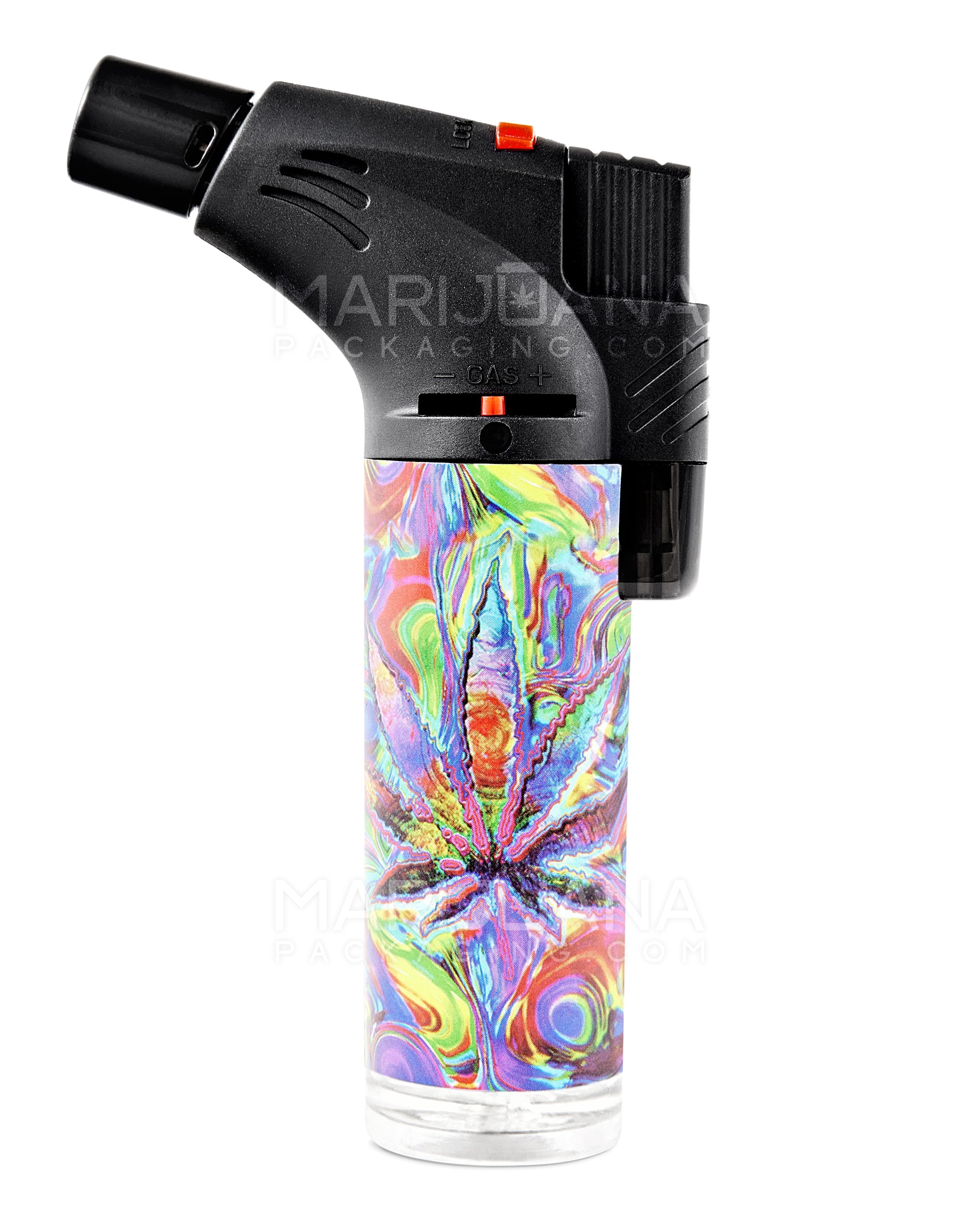 Psychedelic Design Plastic Torch w/ Safety Lock | 4.5in Tall - Butane - Assorted - 6