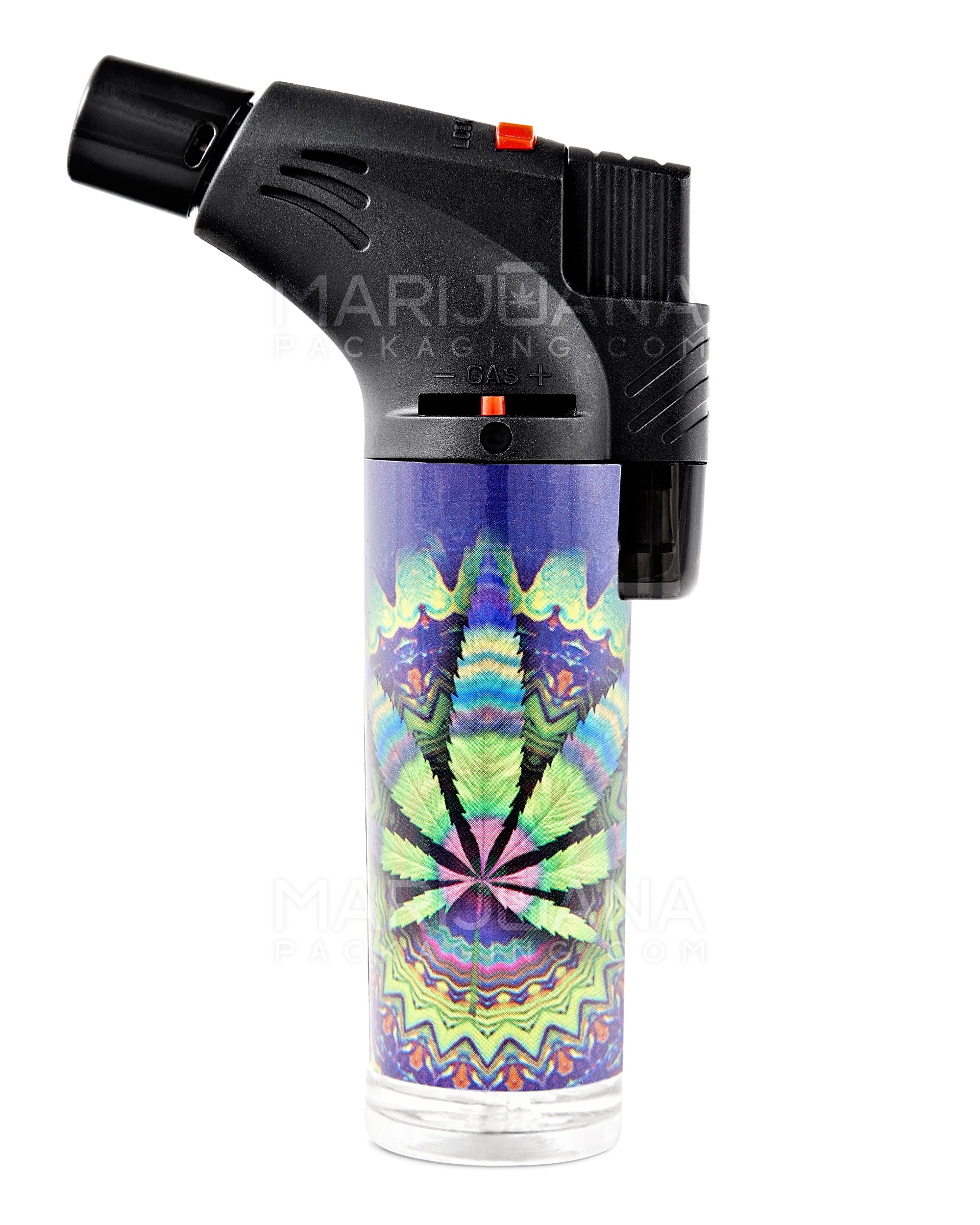 Psychedelic Design Plastic Torch w/ Safety Lock | 4.5in Tall - Butane - Assorted - 9