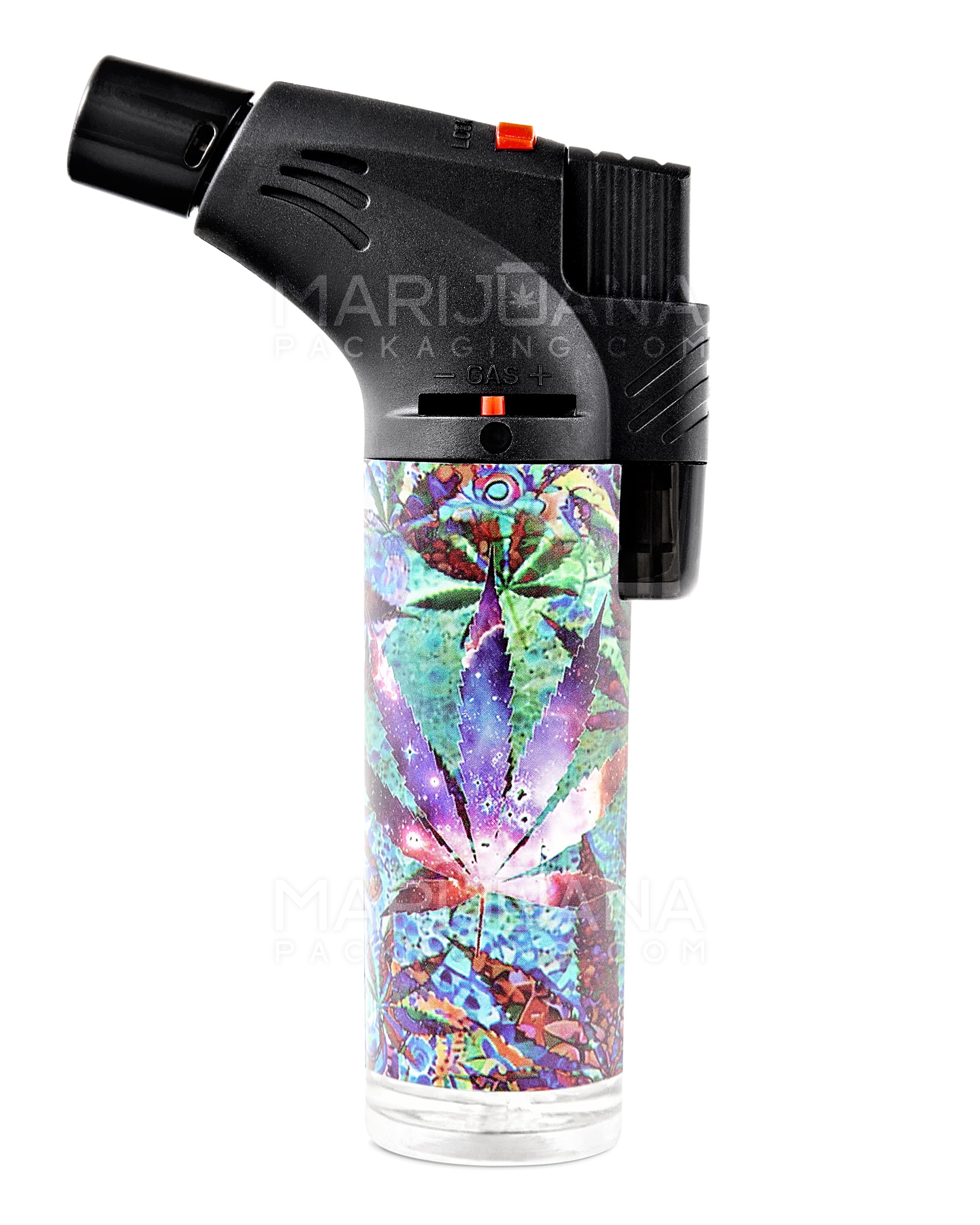 Psychedelic Design Plastic Torch w/ Safety Lock | 4.5in Tall - Butane - Assorted - 10