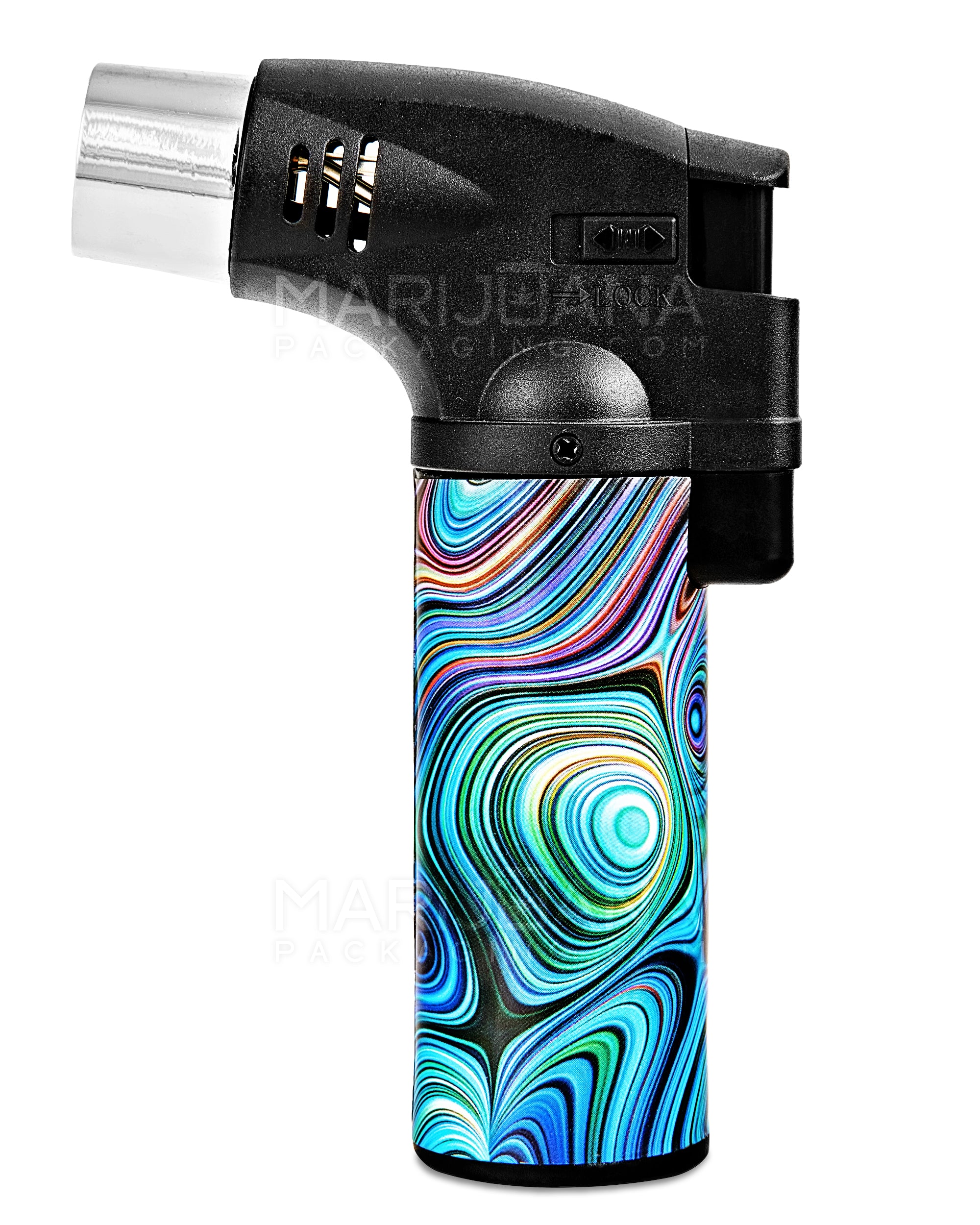 Psychedelic Design Plastic Torch w/ Safety Lock | 4.5in Tall - Butane - Assorted - 16