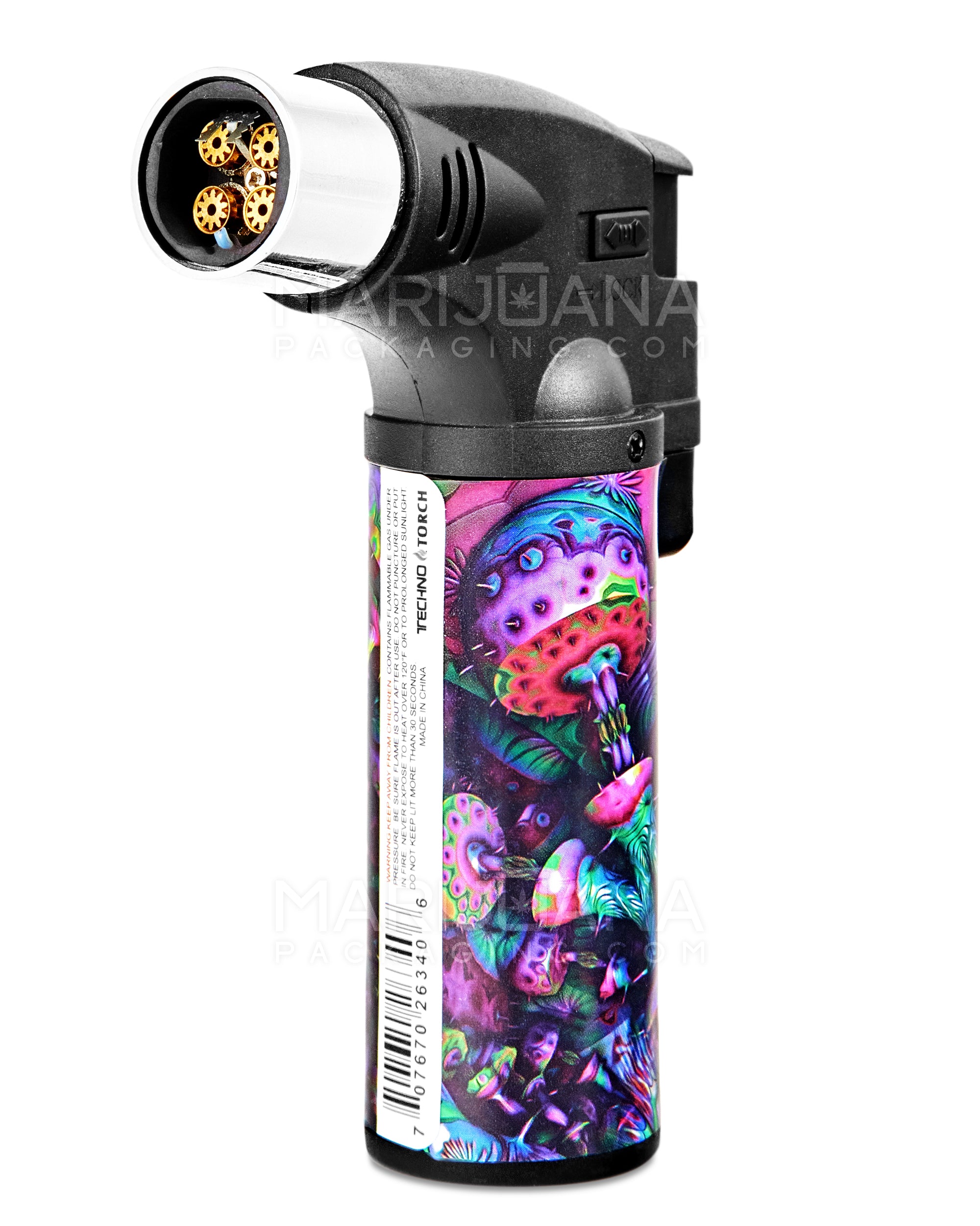 Psychedelic Design Plastic Torch w/ Safety Lock | 4.5in Tall - Butane - Assorted - 2