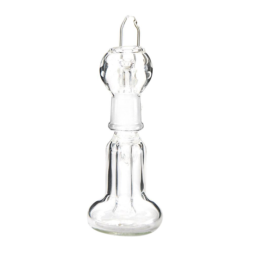 Angled Ringed Neck Glass Dab Rig | 5.5in Tall - 18mm Dome & Nail - Clear - 4