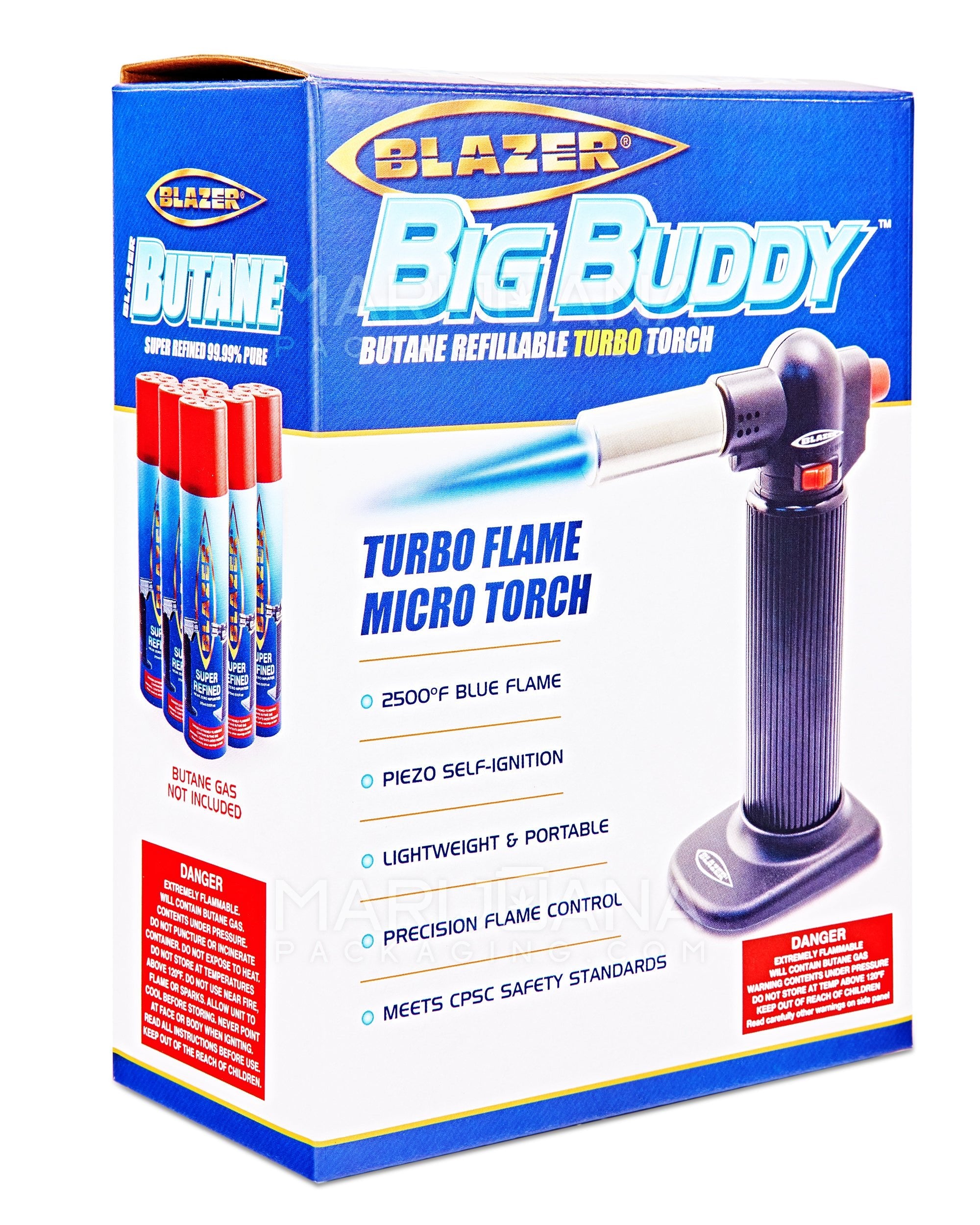 BLAZER | Big Buddy Metal Torch w/ Safety Lock | 7in Tall - No Butane - Black - 6