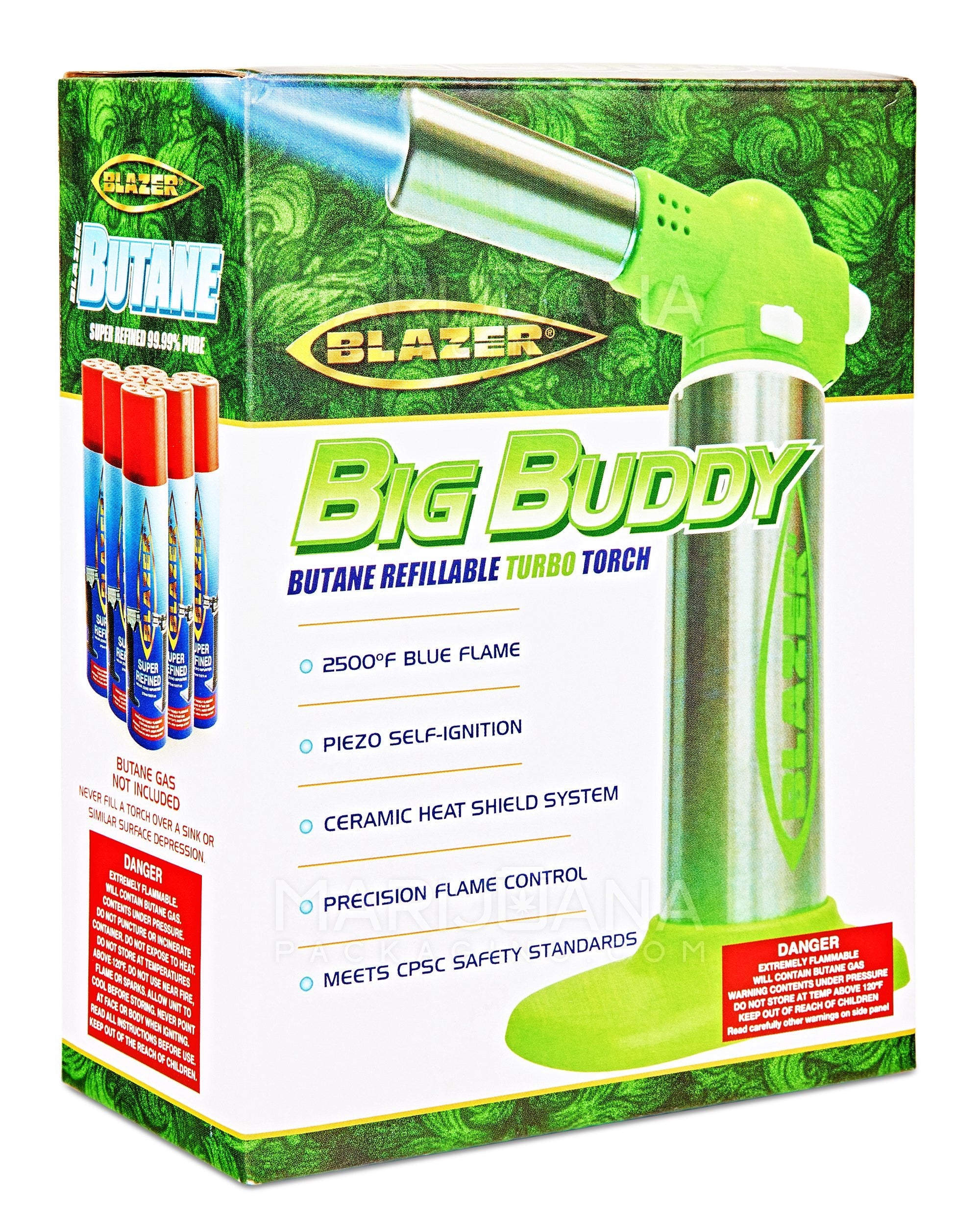 BLAZER | Big Buddy Metal Torch w/ Safety Lock | 7in Tall - No Butane - Green - 6