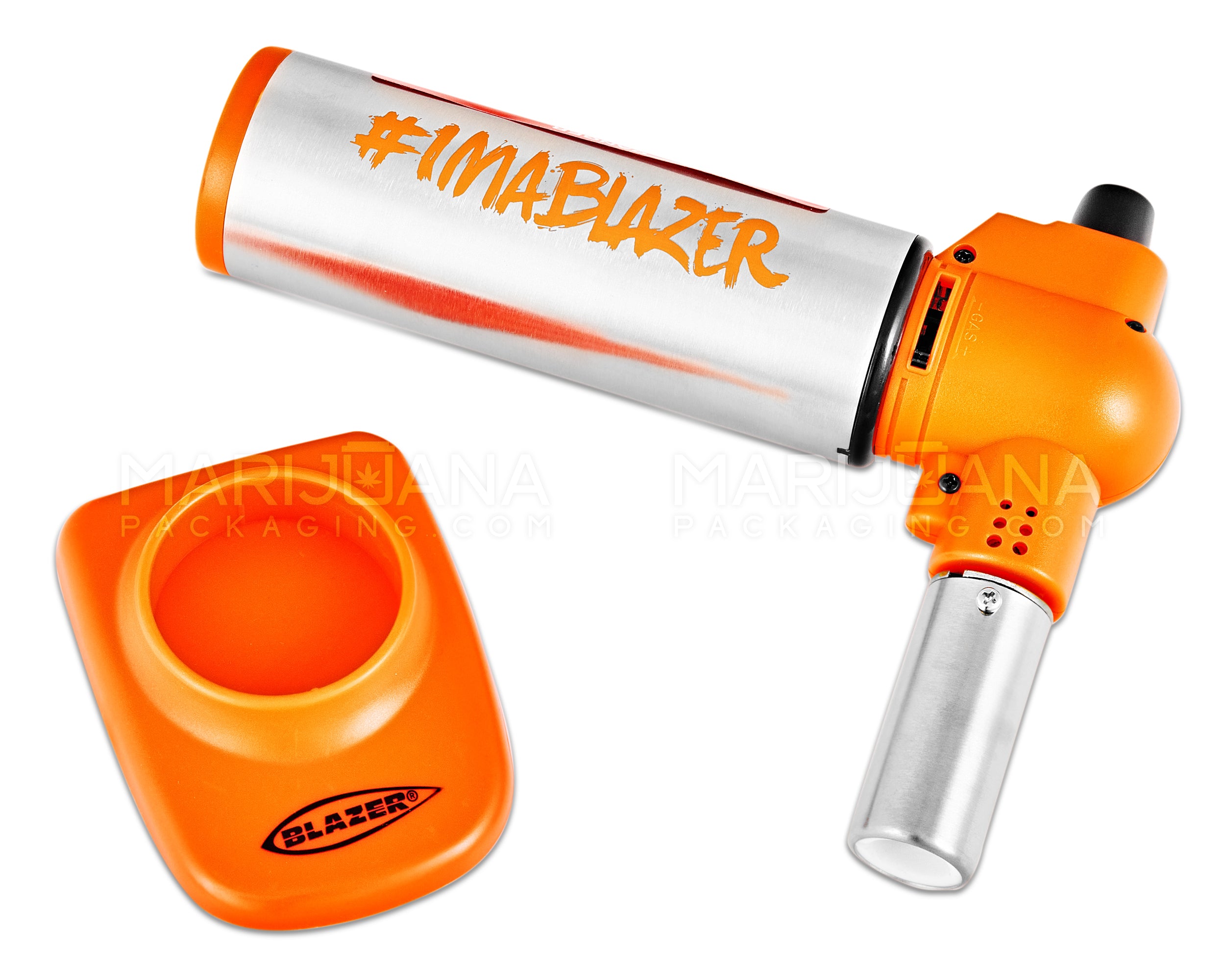 BLAZER | Big Buddy Metal Torch w/ Safety Lock | 7in Tall - No Butane - Orange - 5