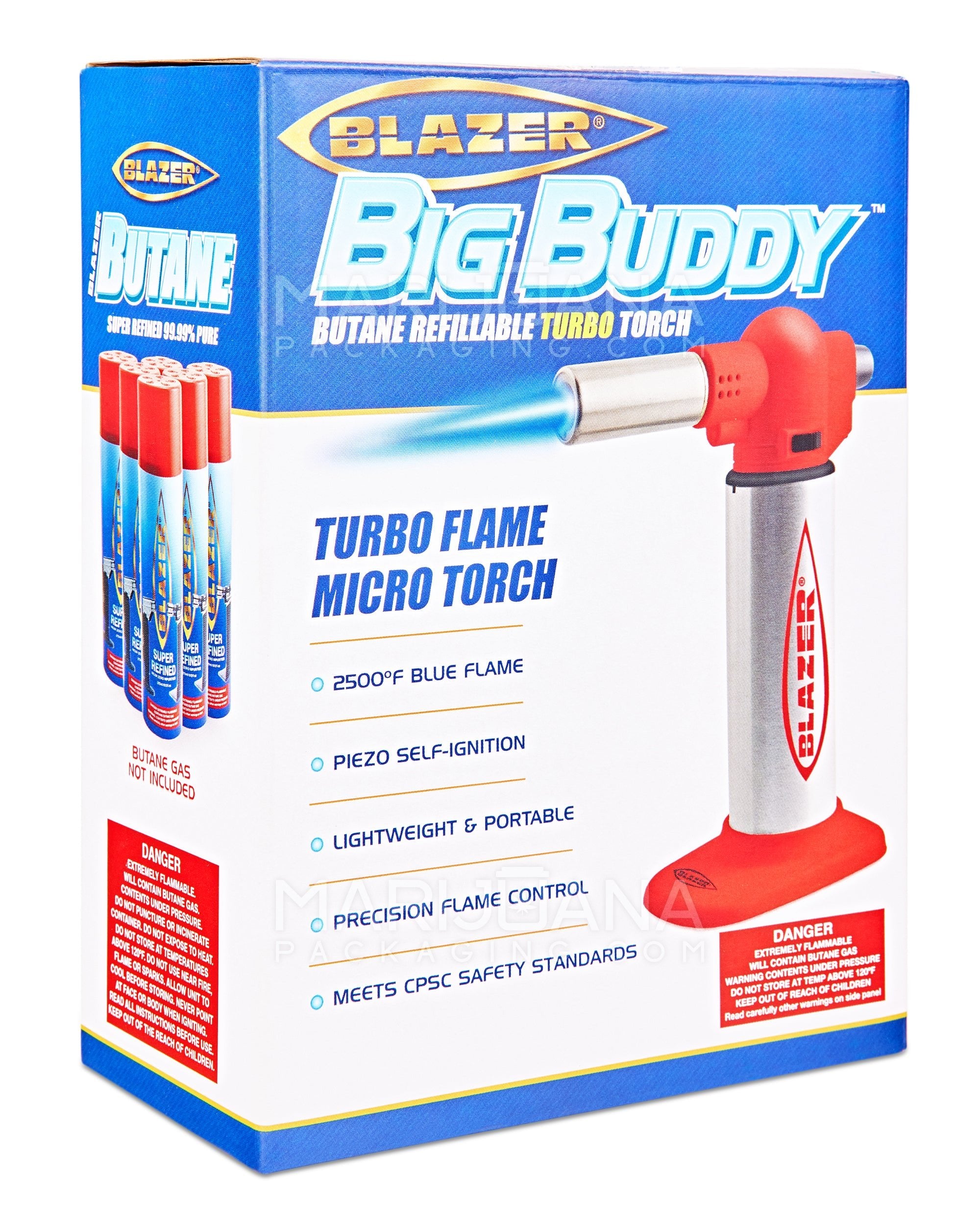 BLAZER | Big Buddy Metal Torch w/ Safety Lock | 7in Tall - No Butane - Red - 6