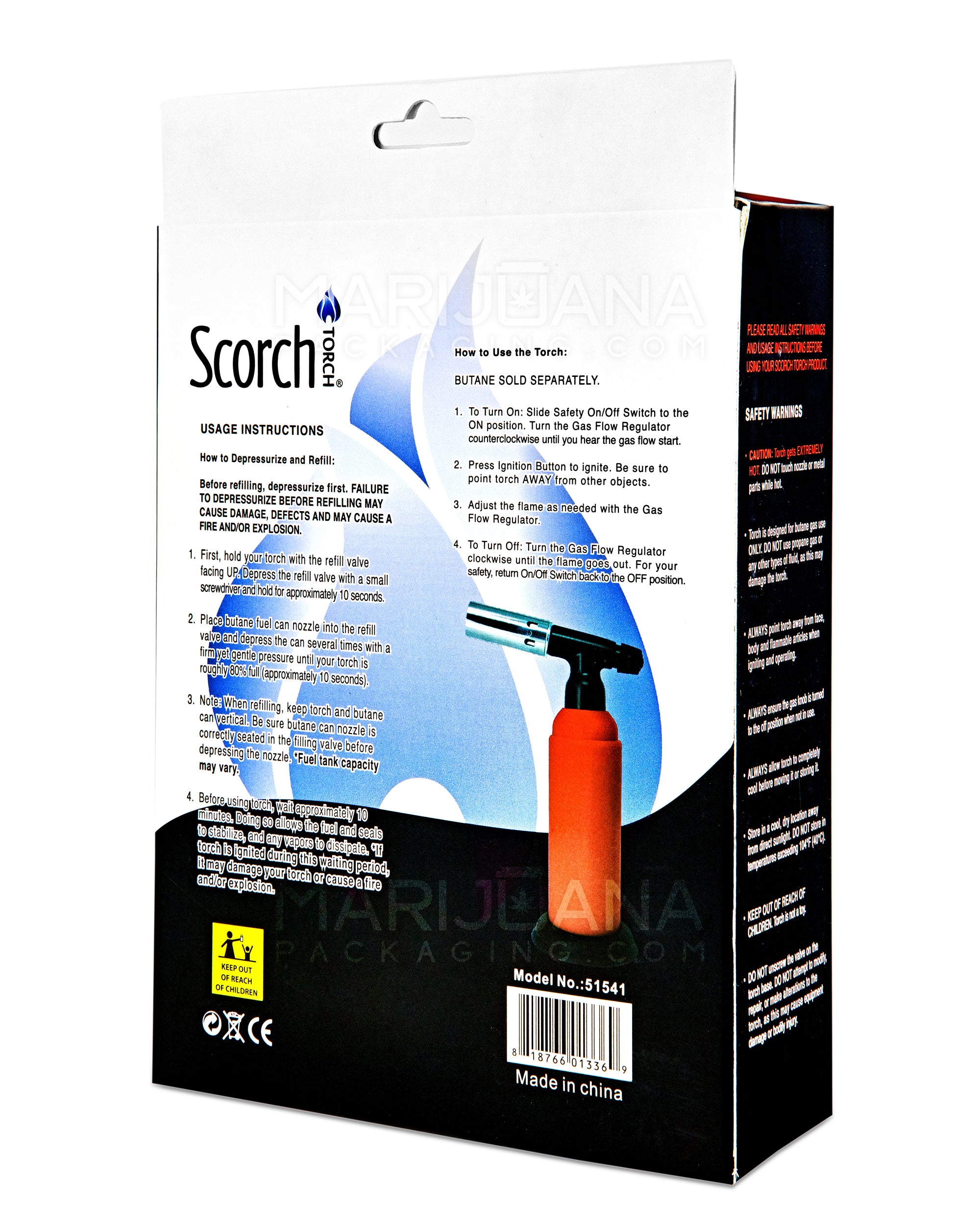 SCORCH TORCH | Metal Torch w/ Safety Lock | 8in Tall - Butane - Black - 7