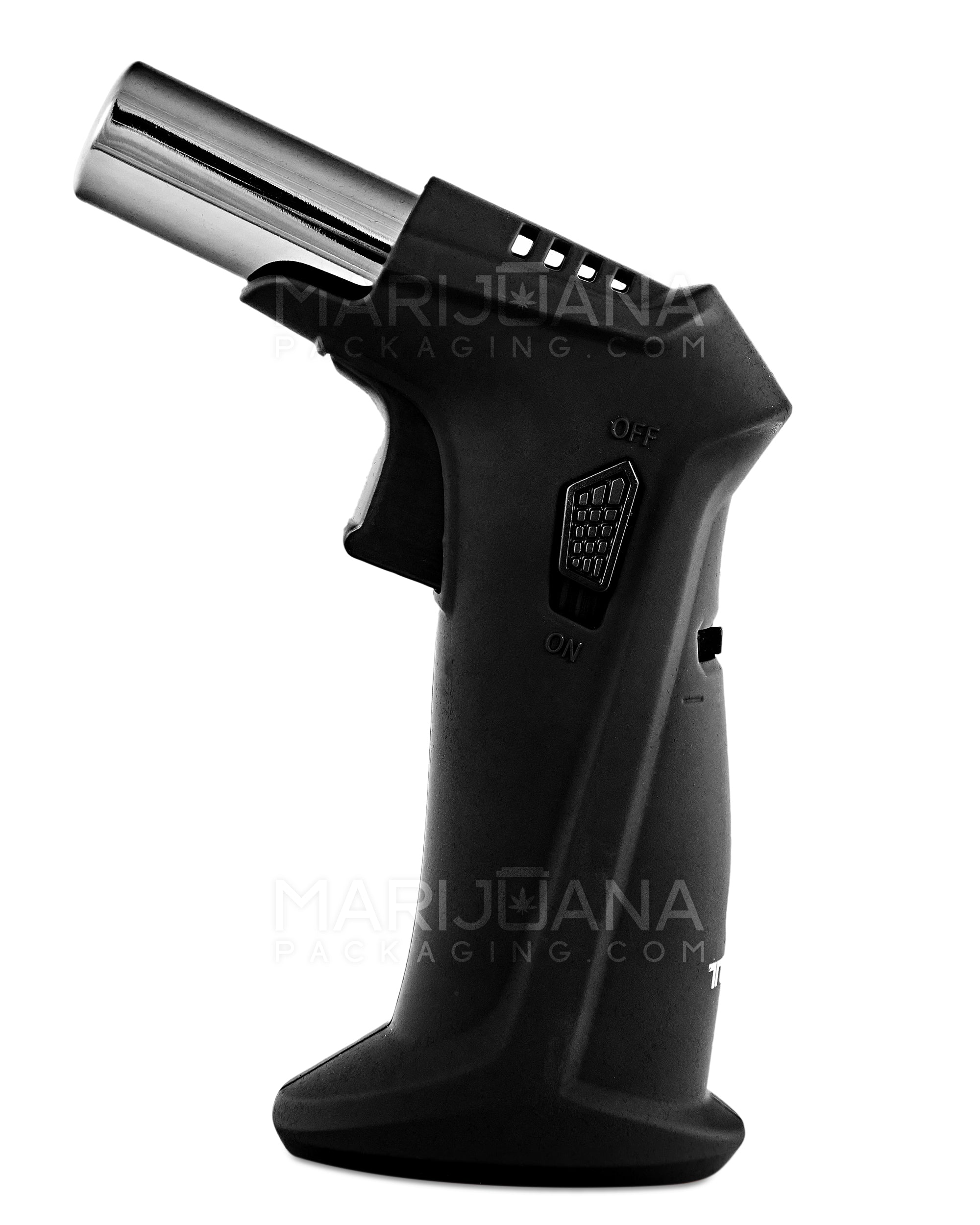TECHNO | High Angle Metal Torch w/ Safety Lock | 6.5in Tall - Butane - Black - 1