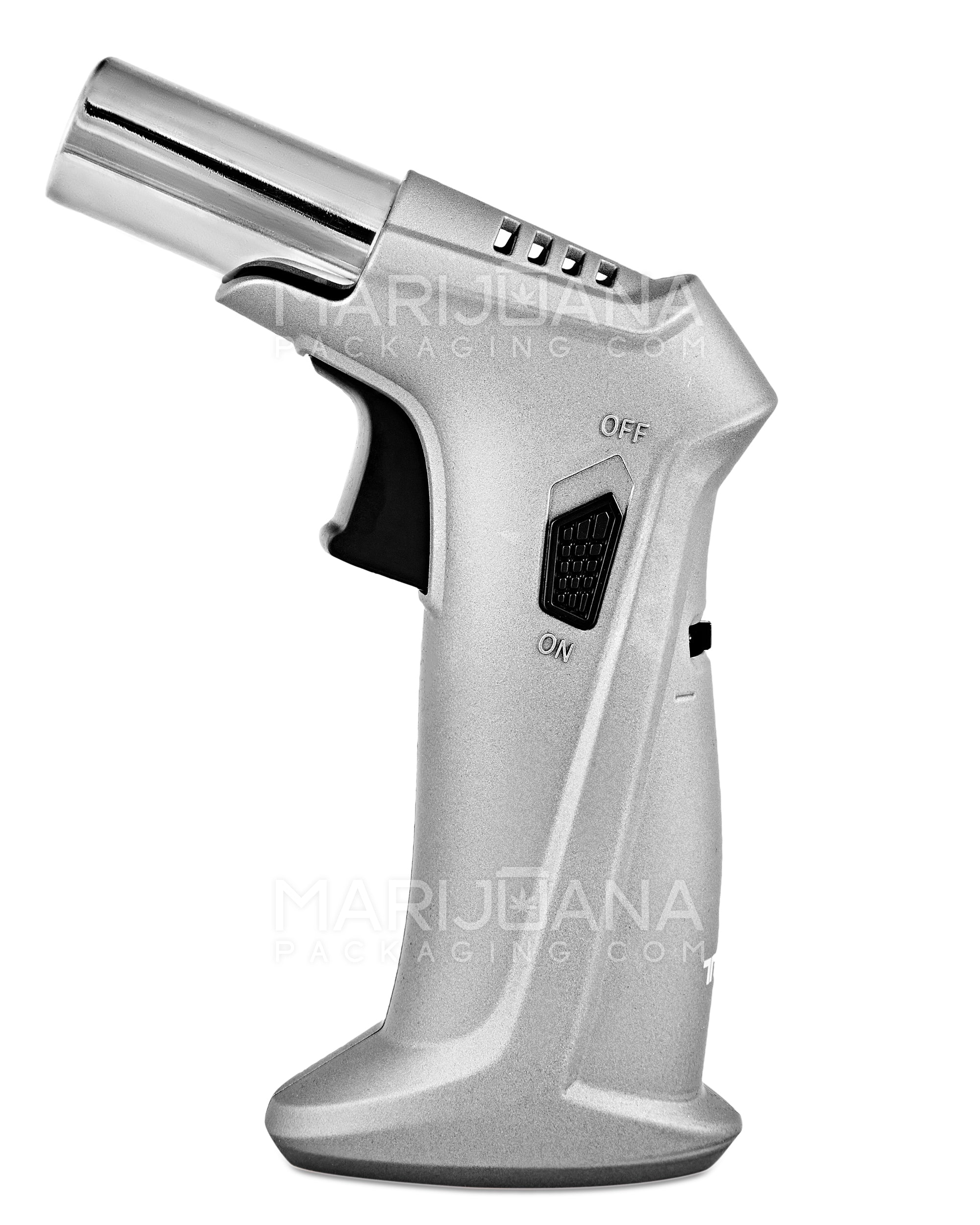 TECHNO | High Angle Metal Torch w/ Safety Lock | 6.5in Tall - Butane - Gray - 1