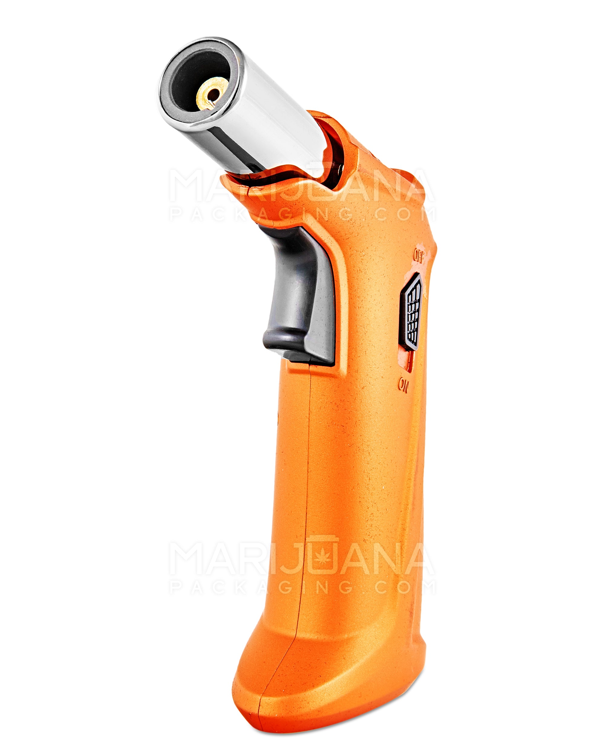 TECHNO | High Angle Metal Torch w/ Safety Lock | 6.5in Tall - Butane - Orange - 2