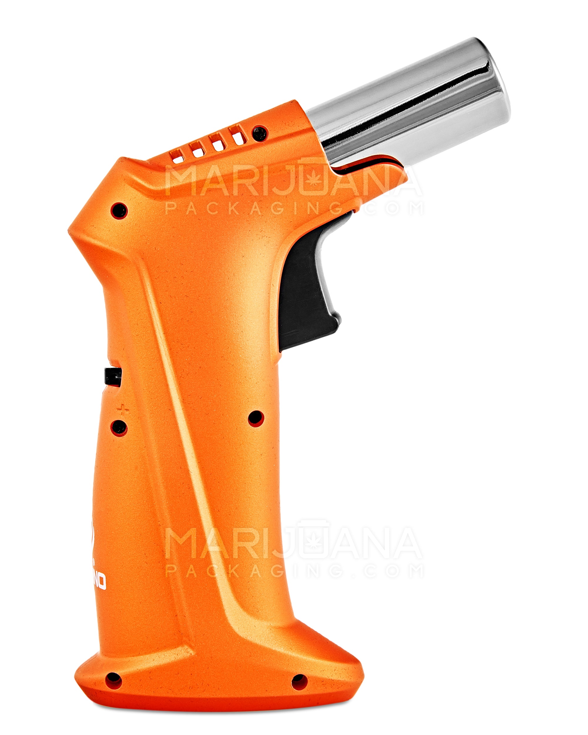TECHNO | High Angle Metal Torch w/ Safety Lock | 6.5in Tall - Butane - Orange - 4