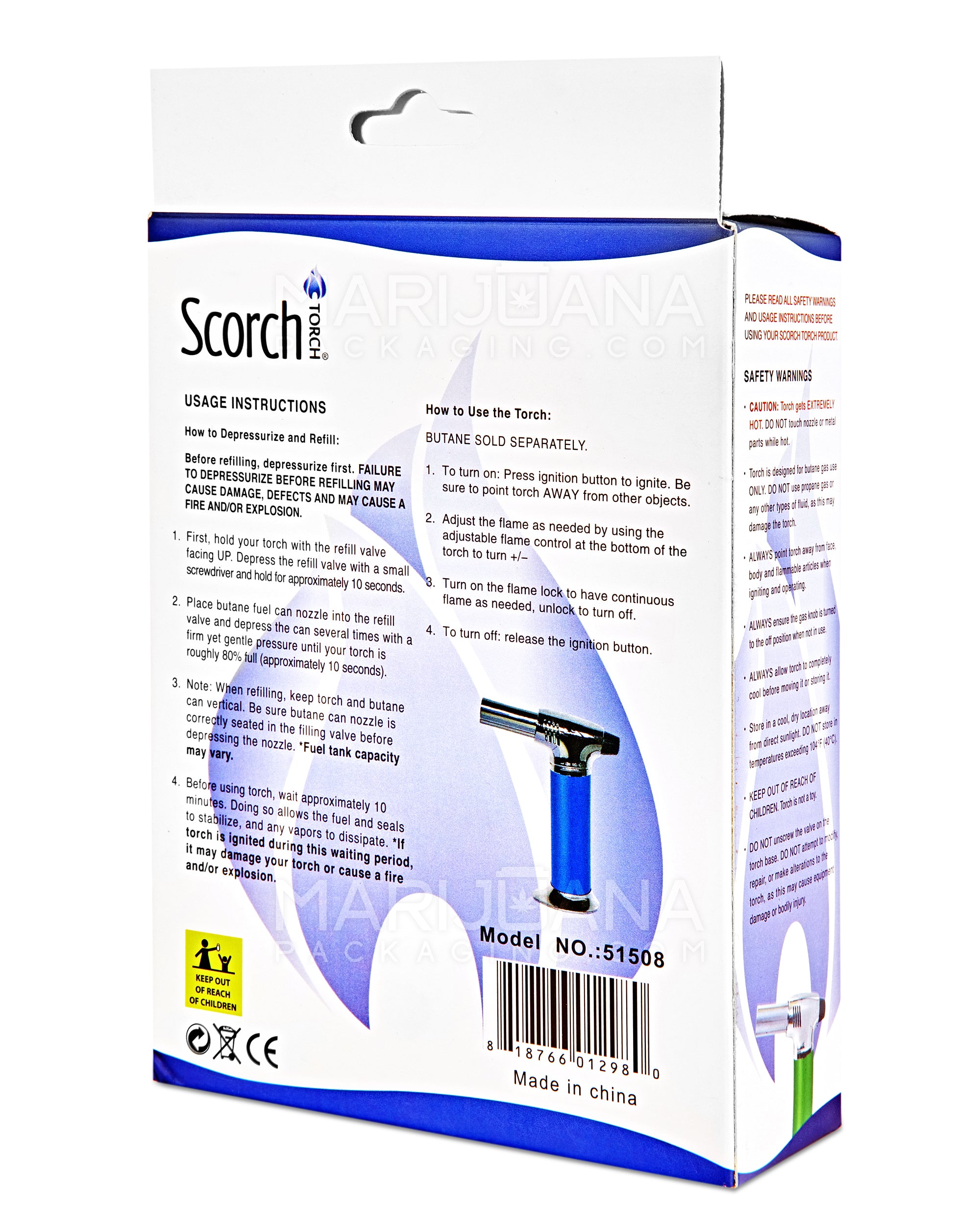 SCORCH TORCH | Multipurpose Metal Torch w/ Safety Lock | 6in Tall - Butane - Assorted - 8