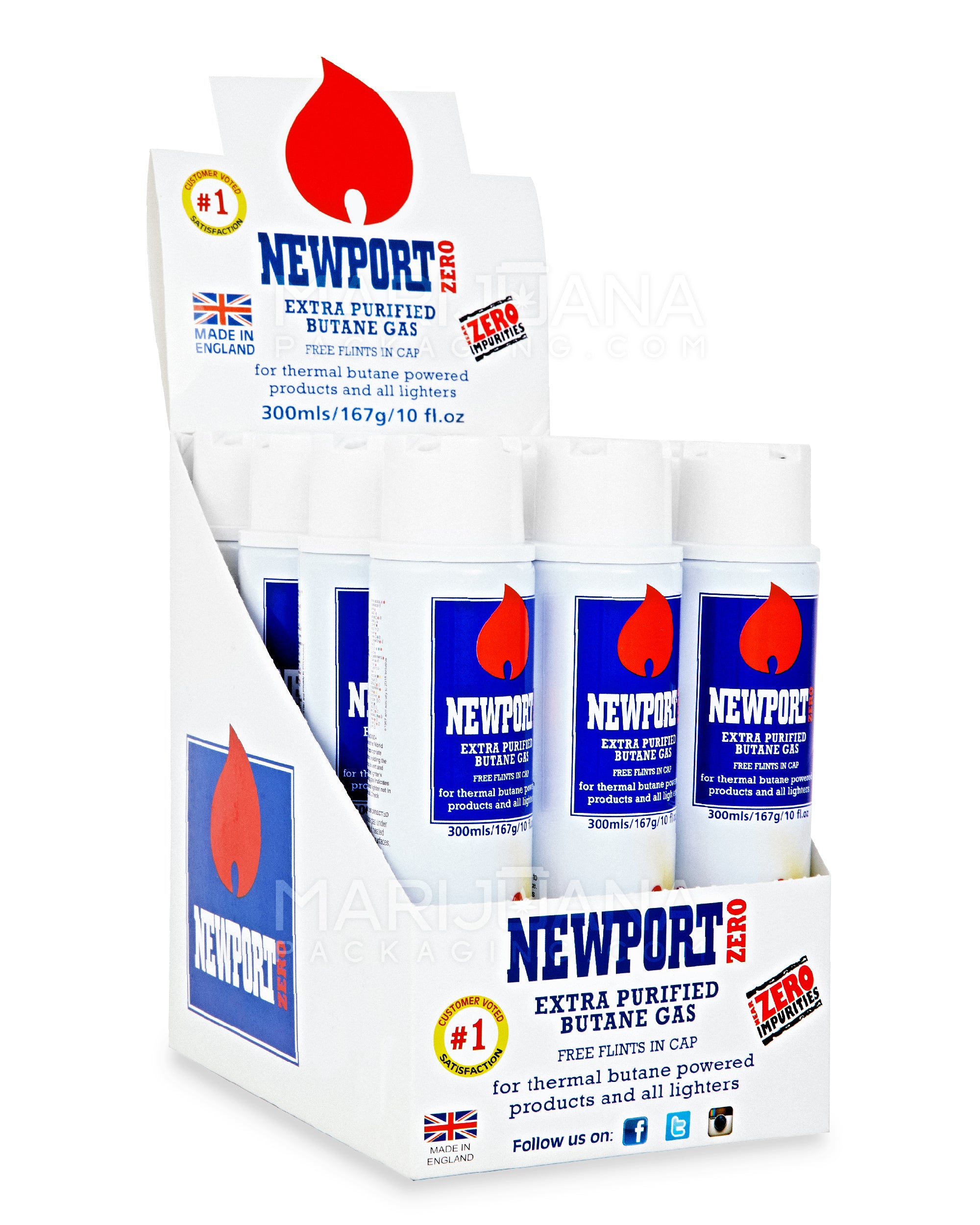 NEWPORT | 'Retail Display' Zero Extra Purified Butane Canisters w/ Flints | 300mL - BHO - 12 Count - 2