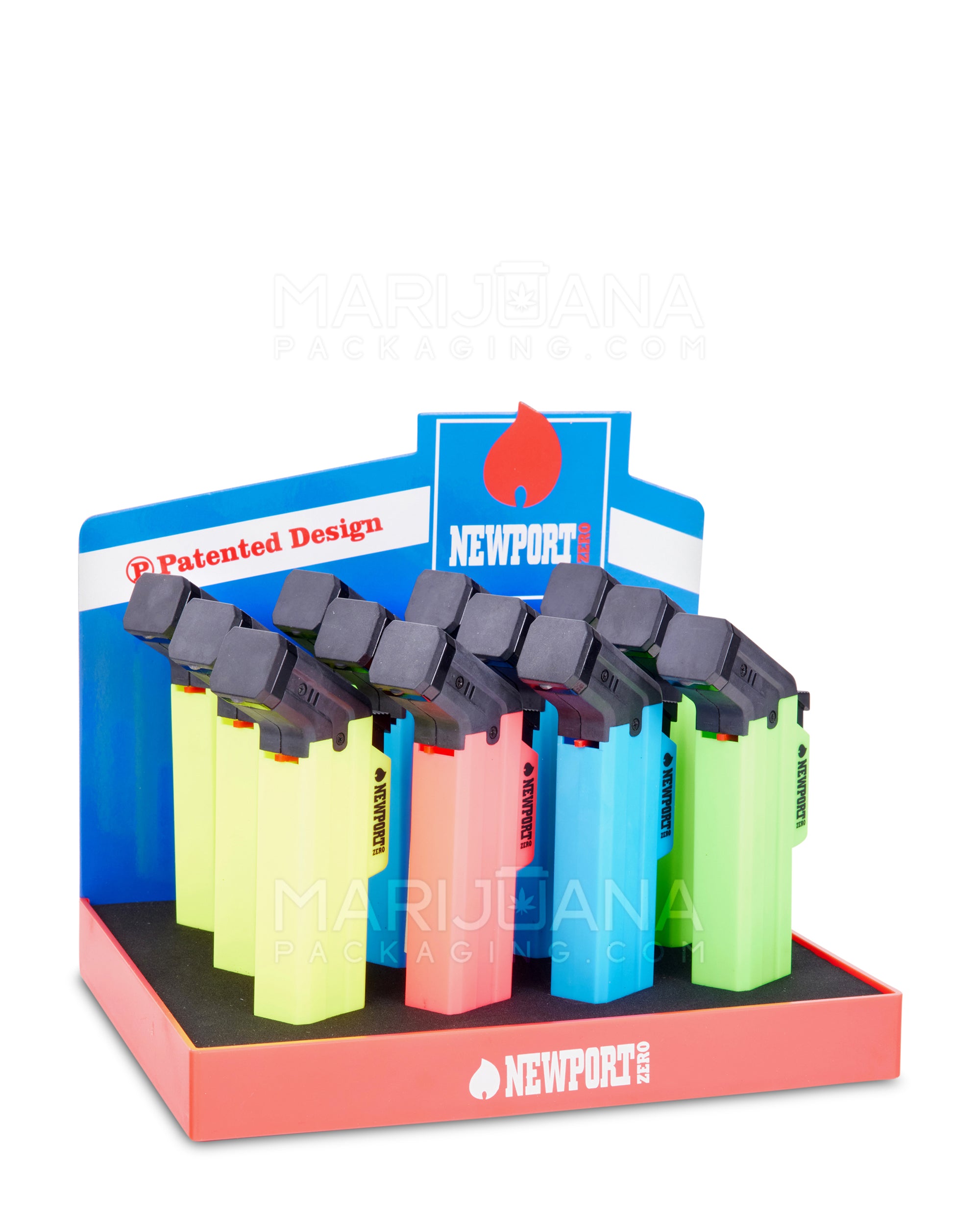 NEWPORT | 'Retail Display' Zero Assorted Neon Plastic Cigar Torch | 5in Tall - Butane - 12 Count - 10