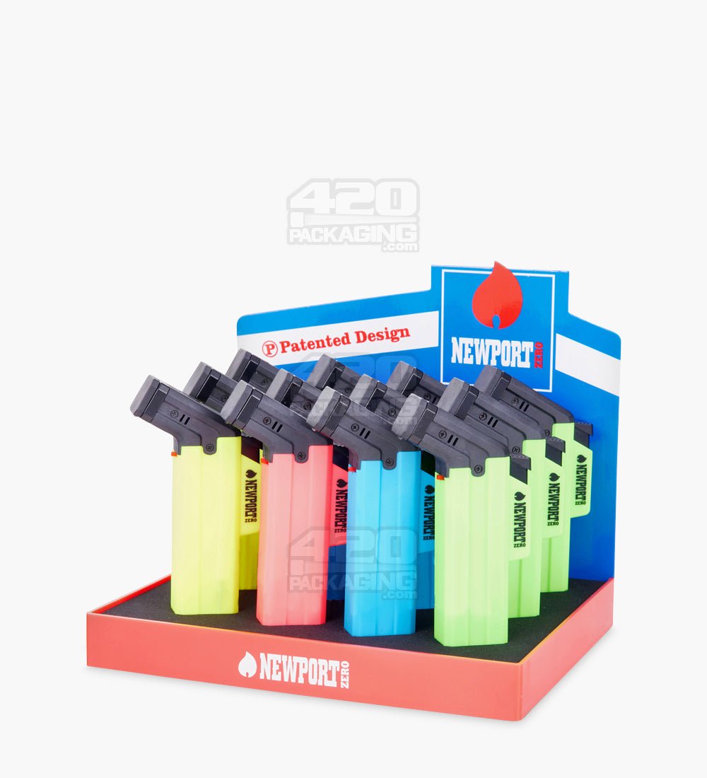 5" Newport Zero Plastic Assorted Butane Cigar Torch 12/Box - 10