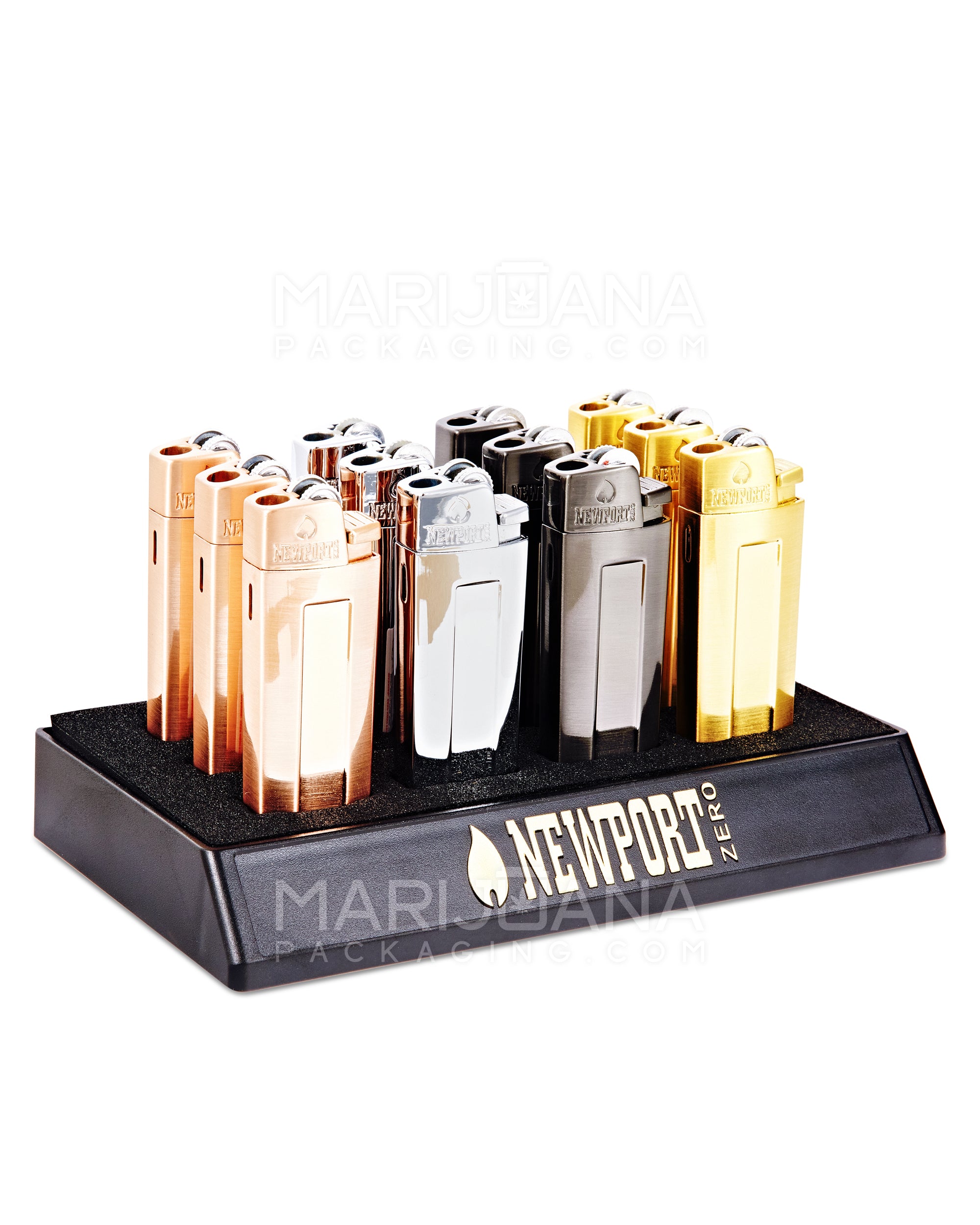 NEWPORT | 'Retail Display' Zero Assorted Metal Cigar Torch Lighter | 3in Tall - Butane - 12 Count - 1