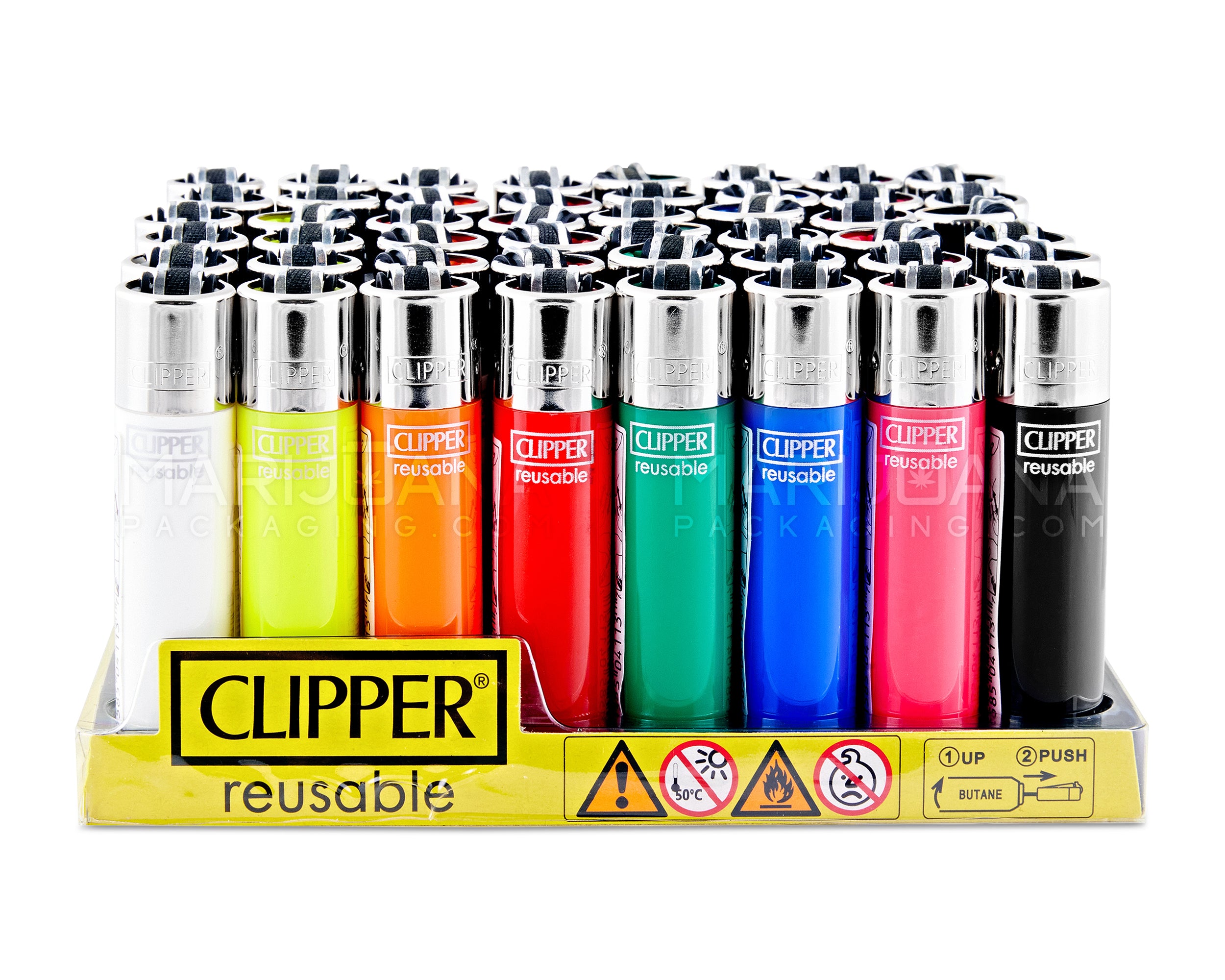 CLIPPER | 'Retail Display' Reusable Lighter Assorted Solid Colors - 48 Count