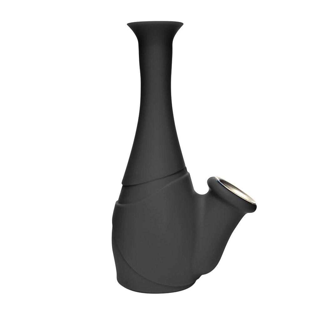 Unbreakable | Flower Vase Silicone Water Pipe | 6in Tall - Metal Bowl - Black - 3