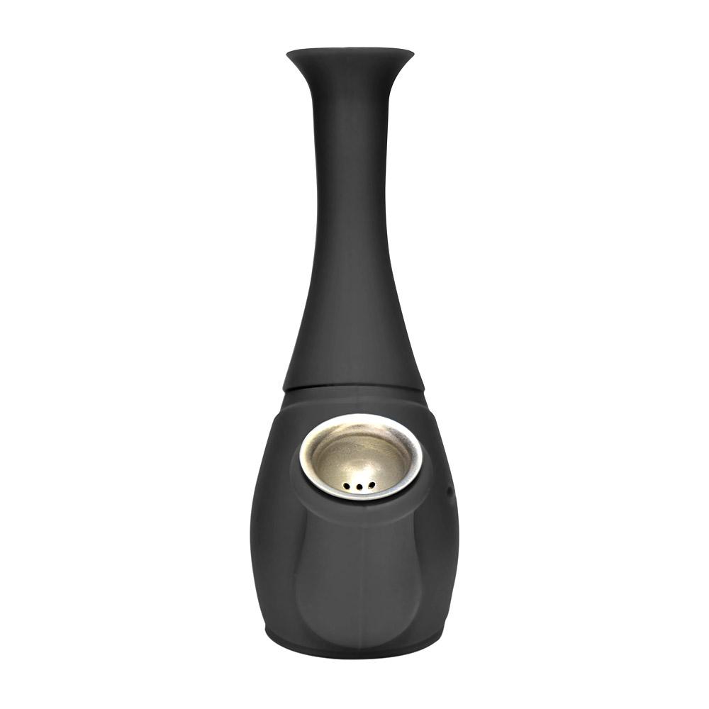 Unbreakable | Flower Vase Silicone Water Pipe | 6in Tall - Metal Bowl - Black - 4