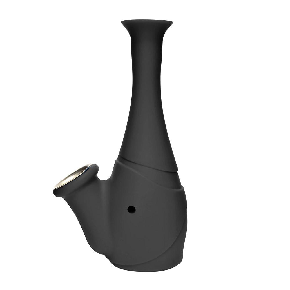 Unbreakable | Flower Vase Silicone Water Pipe | 6in Tall - Metal Bowl - Black - 1