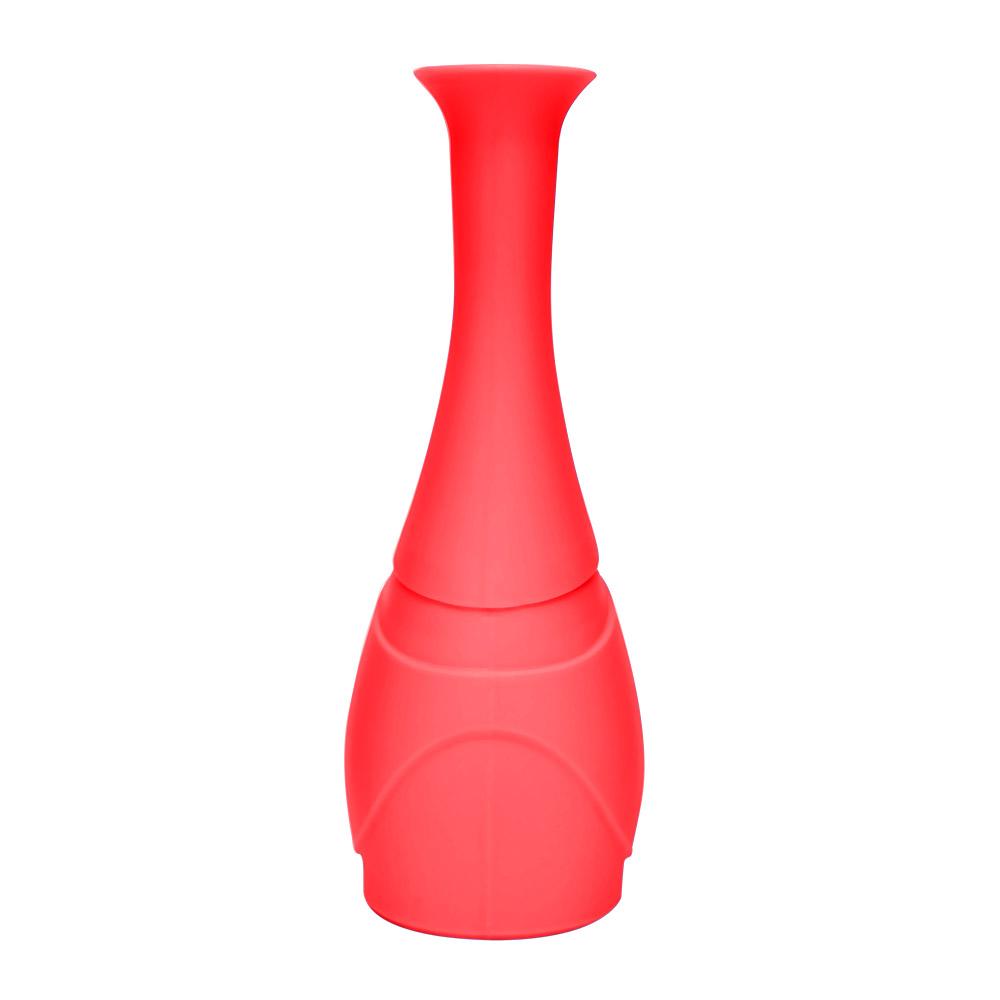 Unbreakable | Flower Vase Silicone Water Pipe | 6in Tall - Metal Bowl - Red - 2
