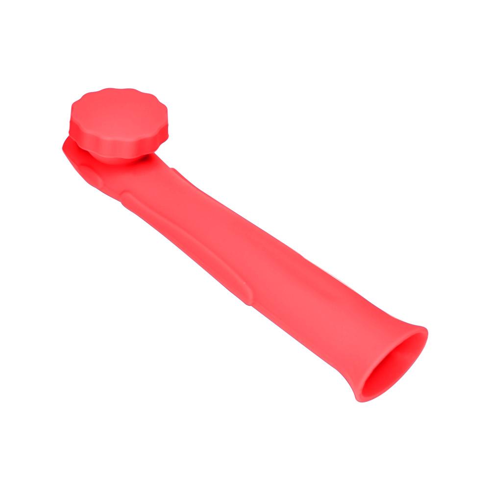Unbreakable | Silicone Hand Pipe | 6in Long - Metal Bowl - Red - 6