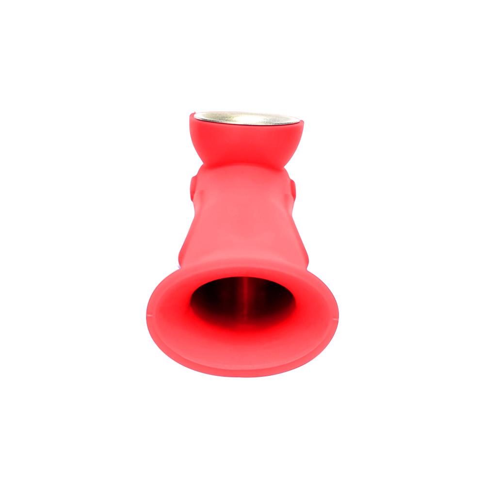 Unbreakable | Silicone Hand Pipe | 6in Long - Metal Bowl - Red - 2