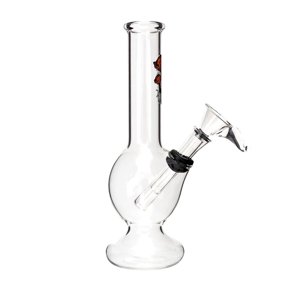 USA Glass | Mushroom Decal Glass Egg Water Pipe w/ Donut Base | 6in Tall - Grommet Bowl - Clear - 3