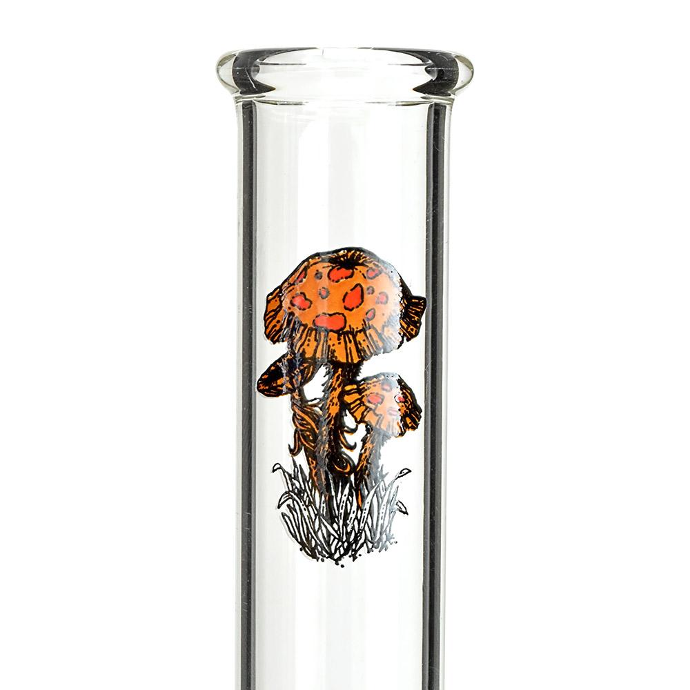 USA Glass | Mushroom Decal Glass Egg Water Pipe w/ Donut Base | 6in Tall - Grommet Bowl - Clear - 6