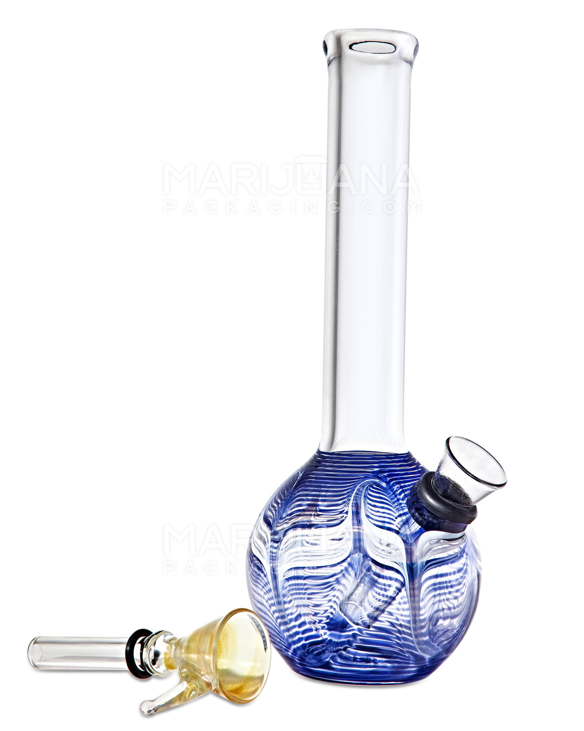 USA Glass | Straight Neck Raked Glass Egg Water Pipe | 7in Tall - Grommet Bowl - Assorted - 2