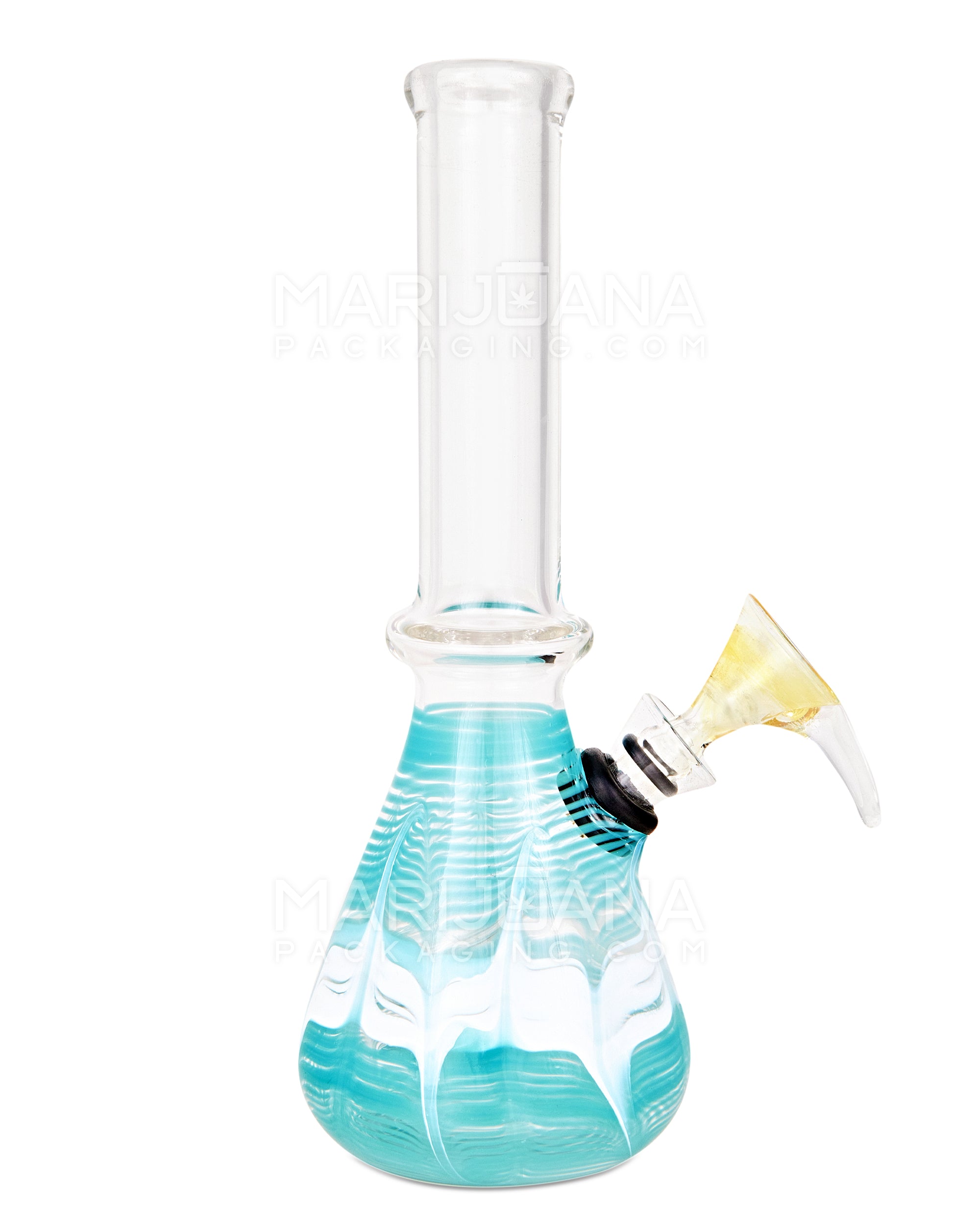 USA Glass | Straight Neck Raked Glass Beaker Water Pipe | 7in Tall - Grommet Bowl - Assorted - 1