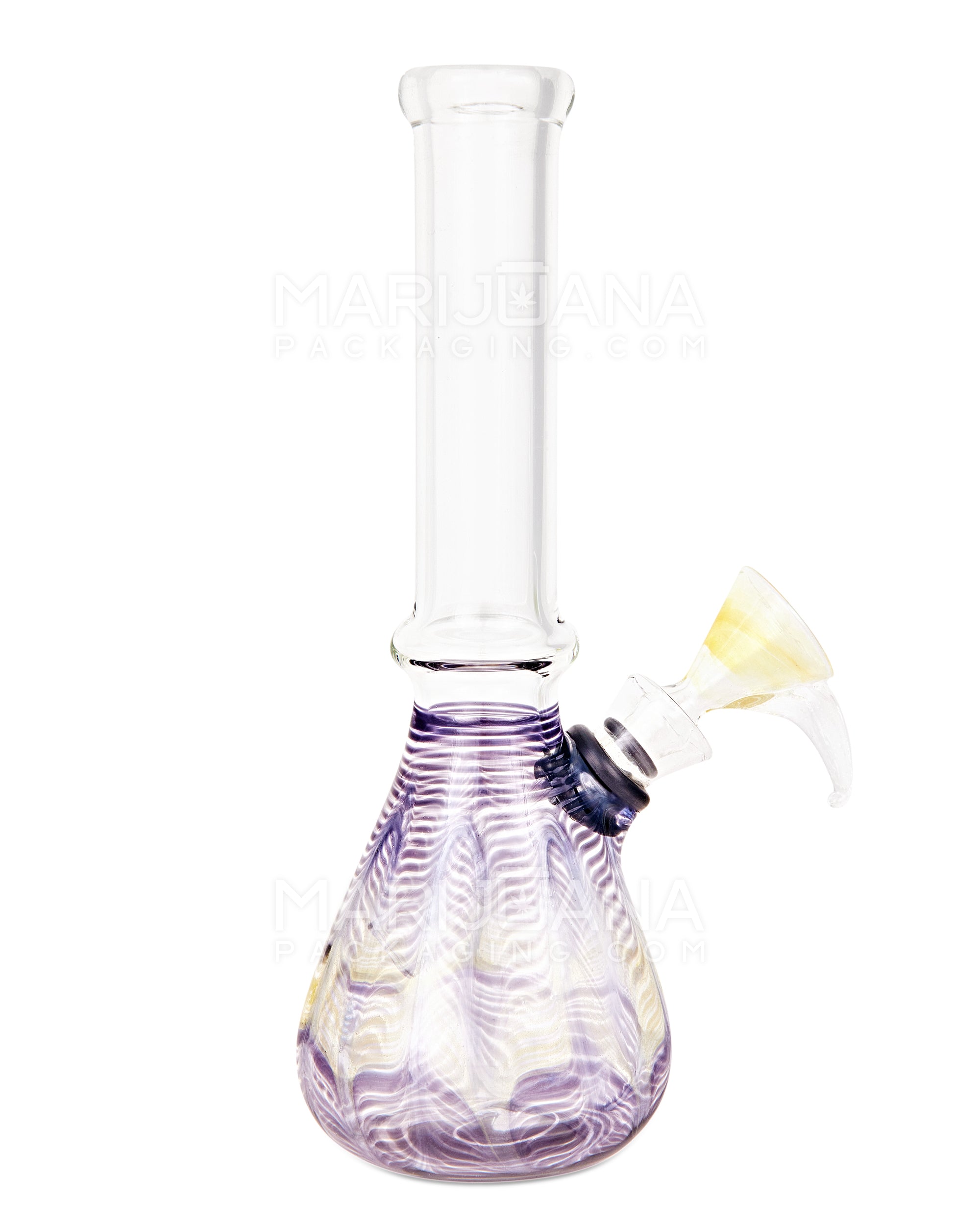USA Glass | Straight Neck Raked Glass Beaker Water Pipe | 7in Tall - Grommet Bowl - Assorted - 6