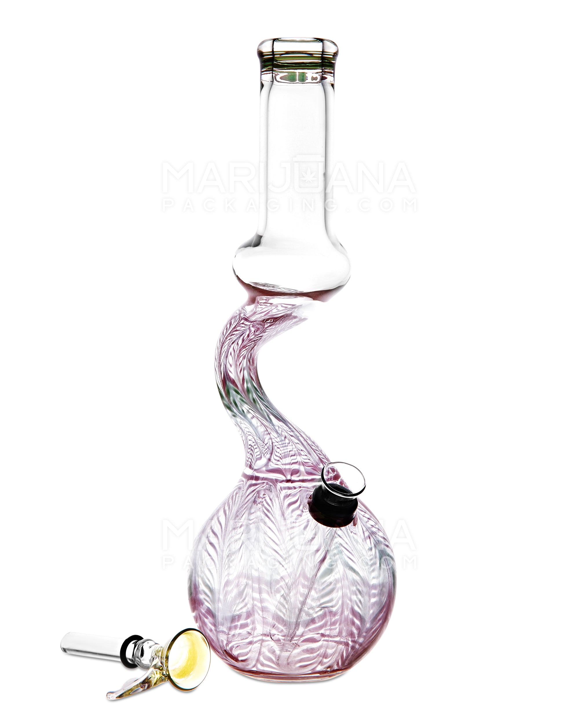 USA Glass | Z-Neck Raked Glass Egg Water Pipe | 11in Tall - Grommet Bowl - Assorted - 2