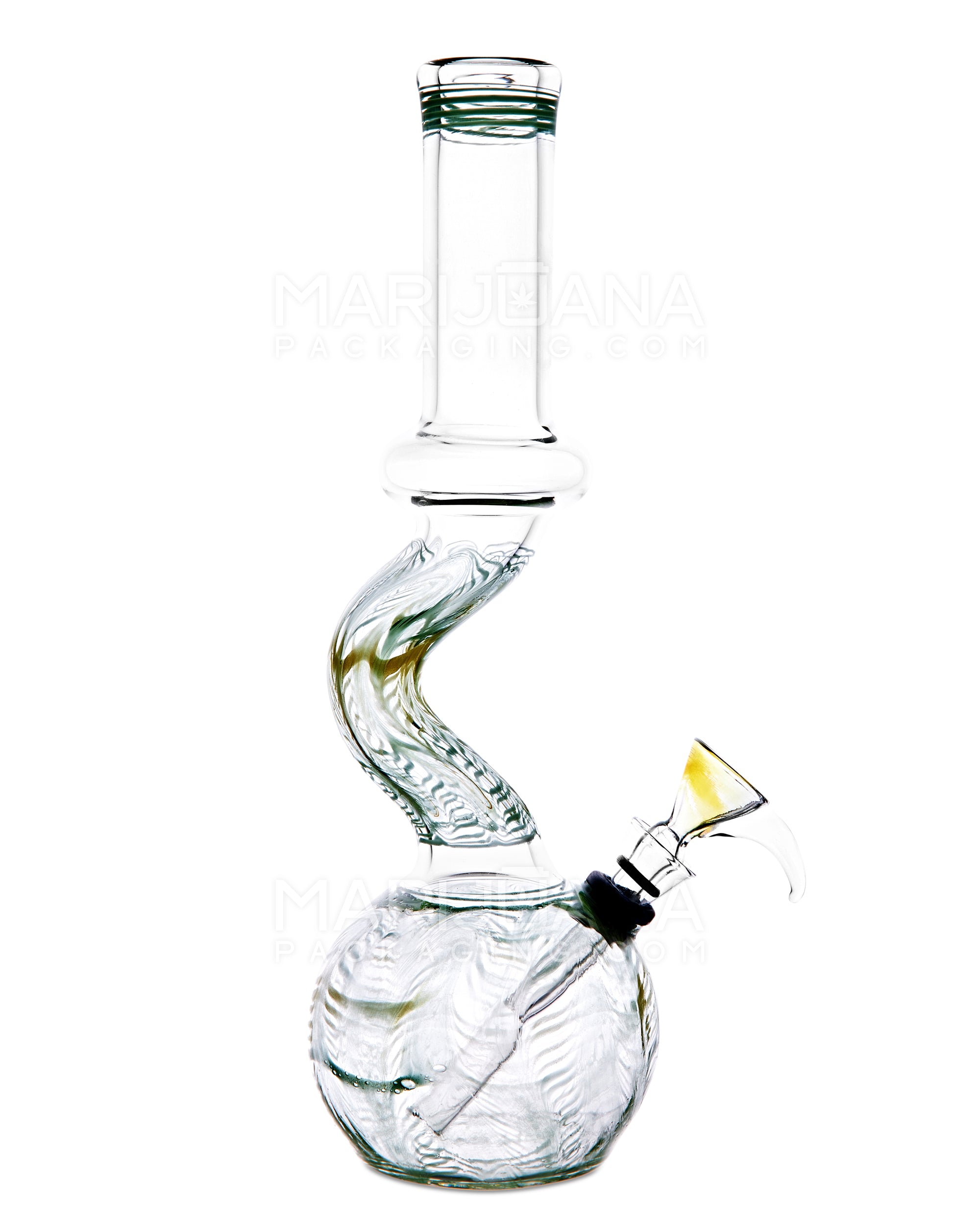 USA Glass | Z-Neck Raked Glass Egg Water Pipe | 11in Tall - Grommet Bowl - Assorted - 7