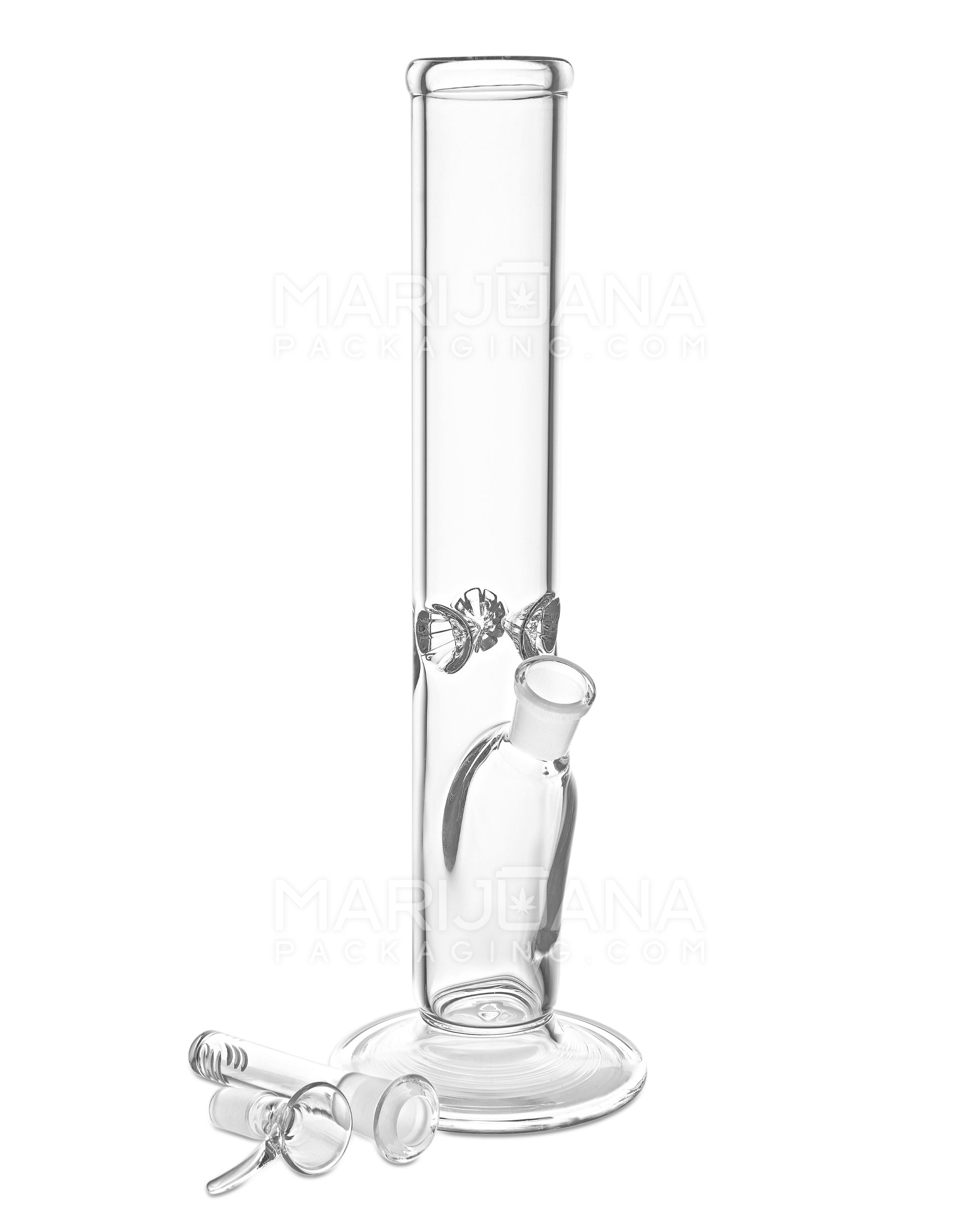 USA Glass | Straight Glass Water Pipe w/ Ice Catcher | 12in Tall - 18mm Bowl - Clear - 3