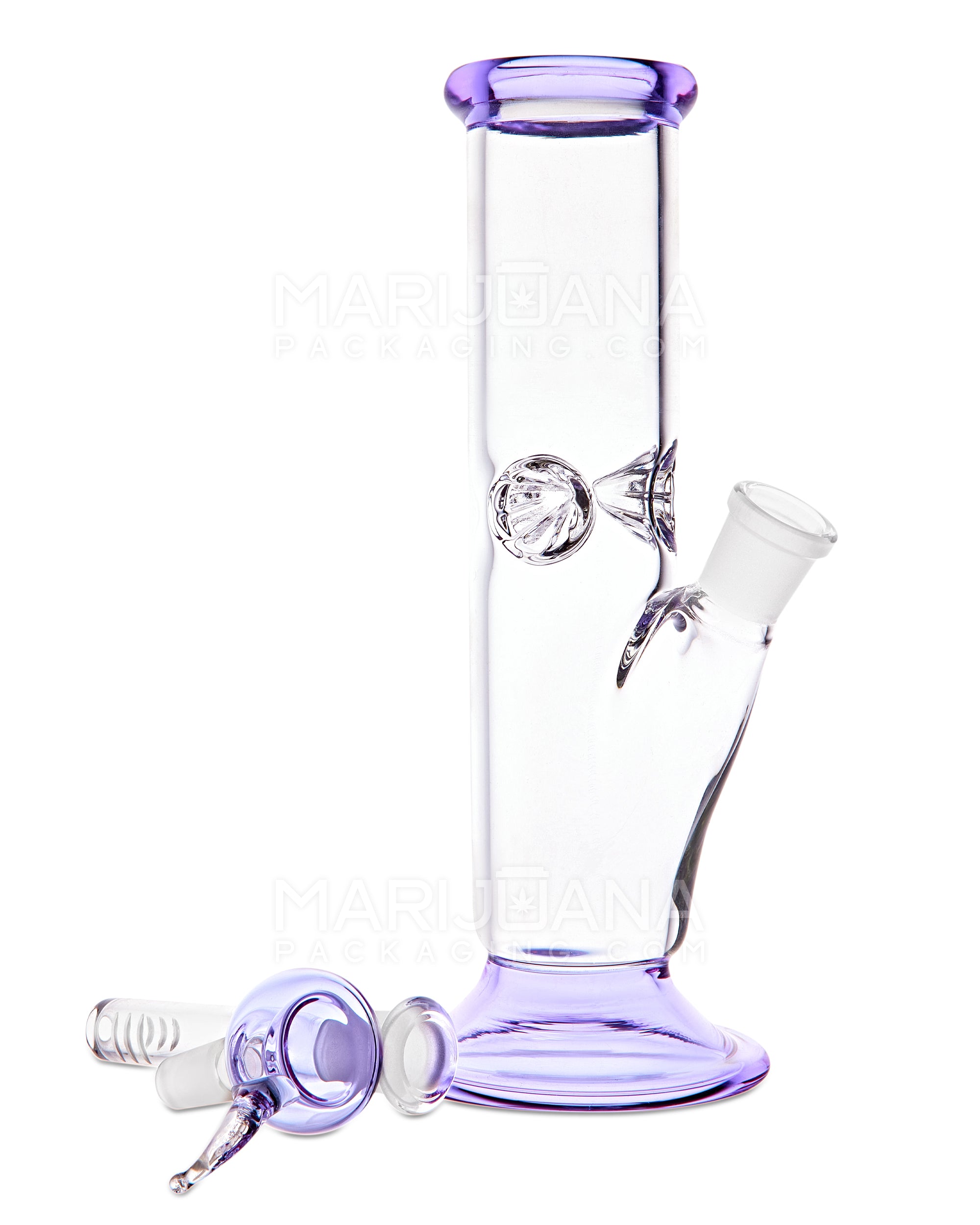 USA Glass | Straight Glass Water Pipe w/ Ice Catcher | 9in Tall - 14mm Bowl - Light Blue - 2