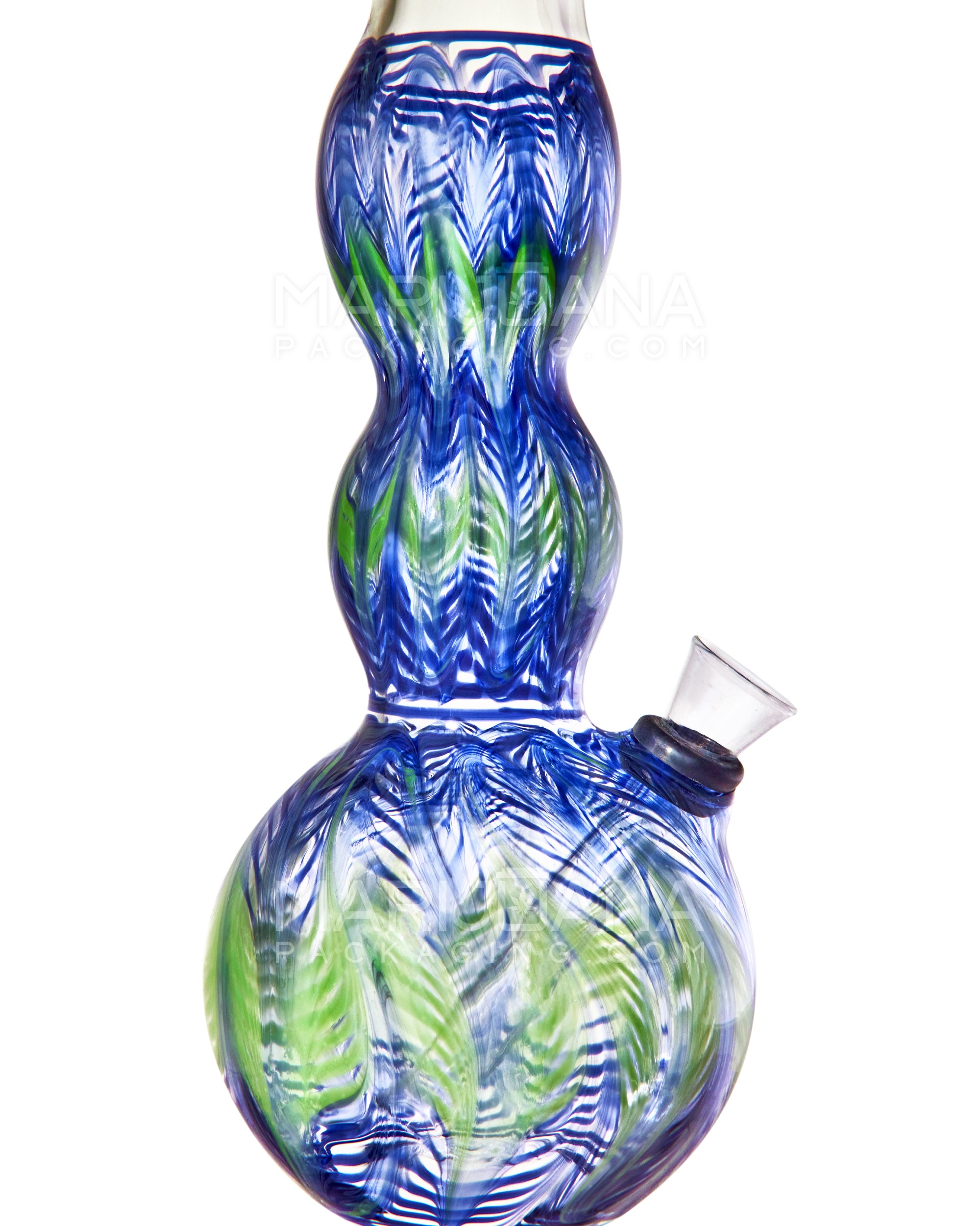 USA Glass | Bulged Neck Raked Glass Egg Water Pipe | 11in Tall - Grommet Bowl - Assorted - 4