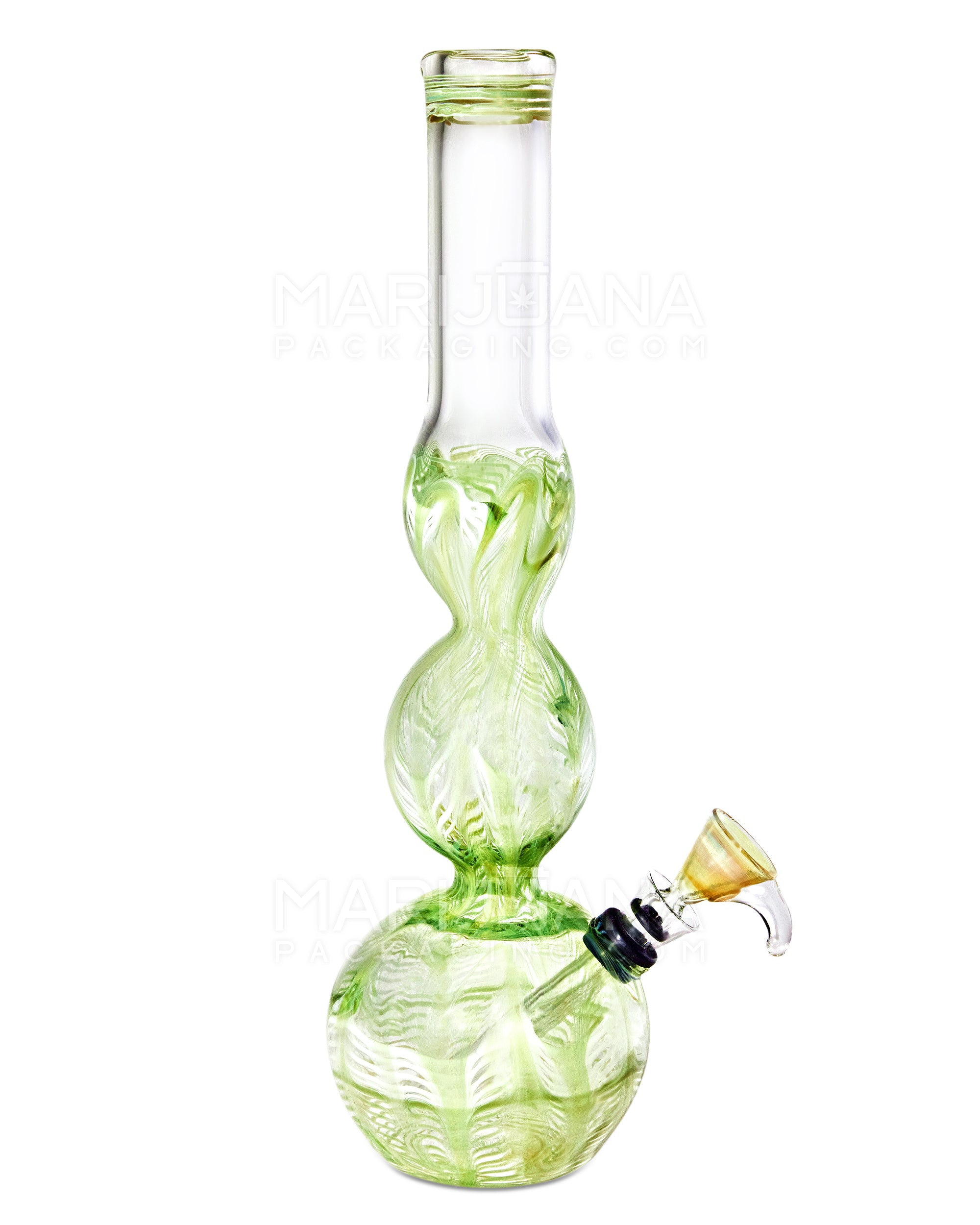USA Glass | Bulged Neck Raked Glass Egg Water Pipe | 11in Tall - Grommet Bowl - Assorted - 8