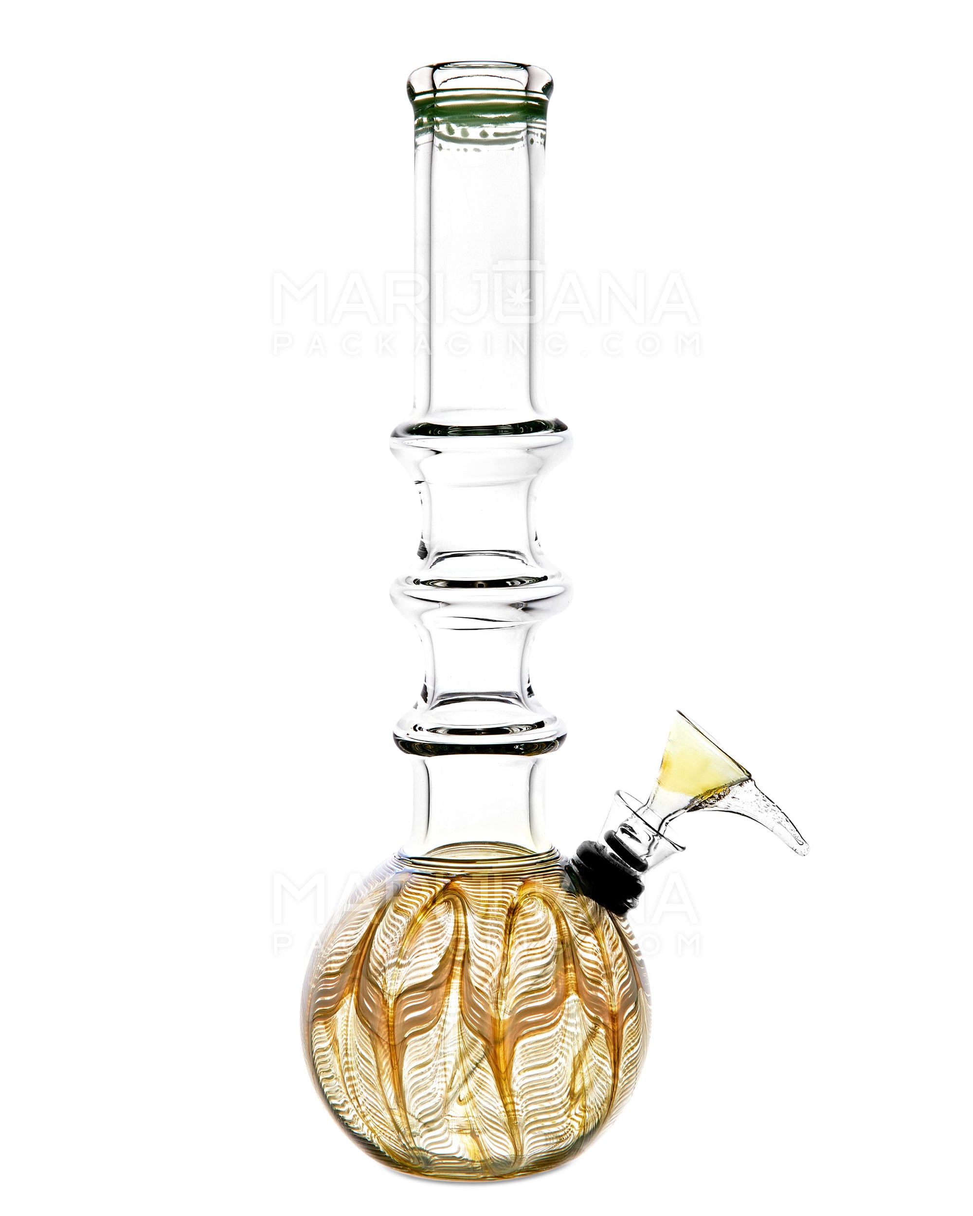 USA Glass | Triple Ringed Neck Raked Glass Egg Water Pipe | 9in Tall - Grommet Bowl - Assorted - 4