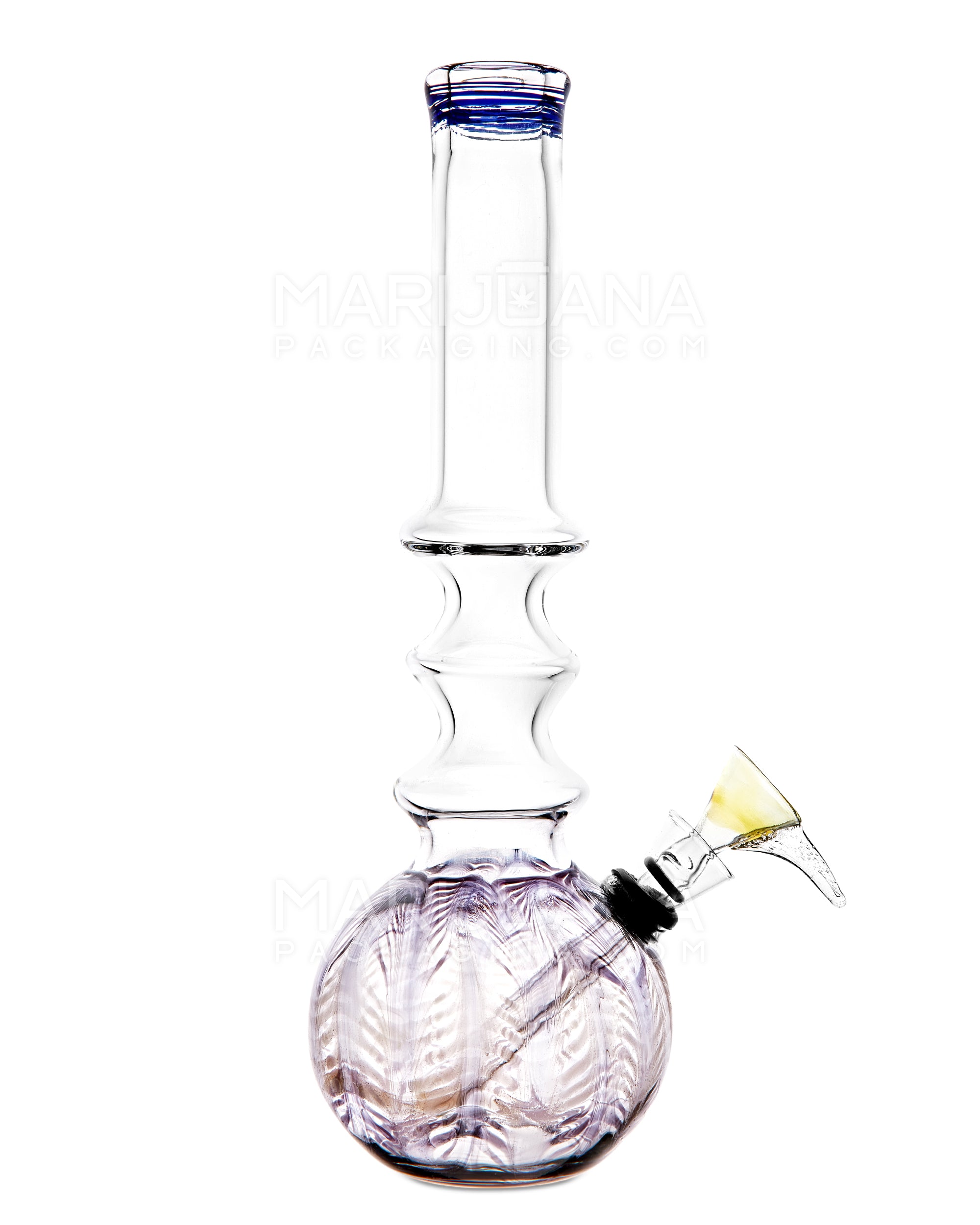 USA Glass | Triple Ringed Neck Raked Glass Egg Water Pipe | 9in Tall - Grommet Bowl - Assorted - 5