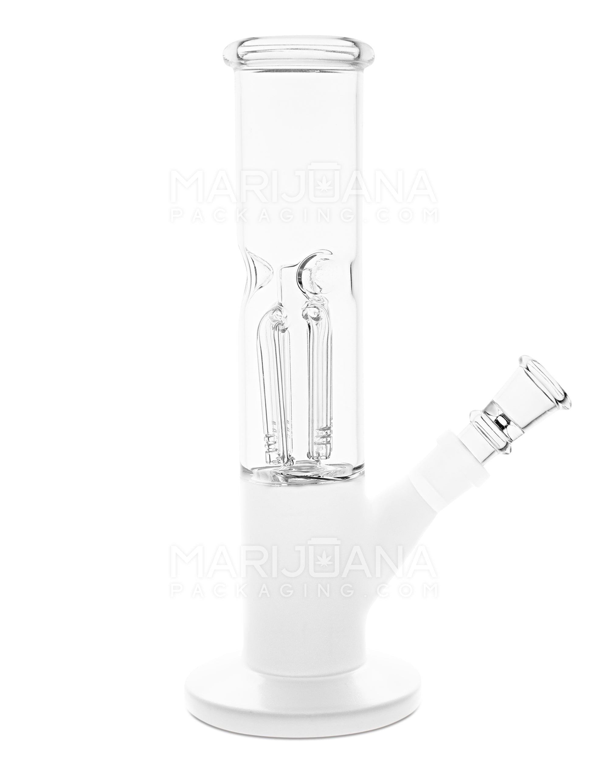 Glow-in-the-Dark | Straight Neck Tree Perc Glass Water Pipe w/ Ice Catcher | 8in Tall - 14mm Bowl - Clear - 1